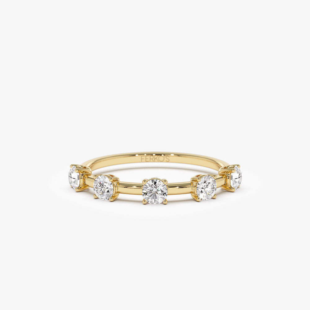 OBFJ1461 - 14k Five Stone Prong Setting Diamond Ring 0.50ctw 1
