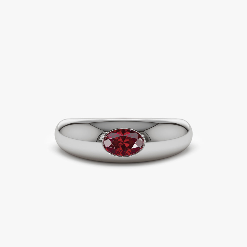 OBFJ1431 - 14k Flush Set Oval Ruby Dome Ring 5
