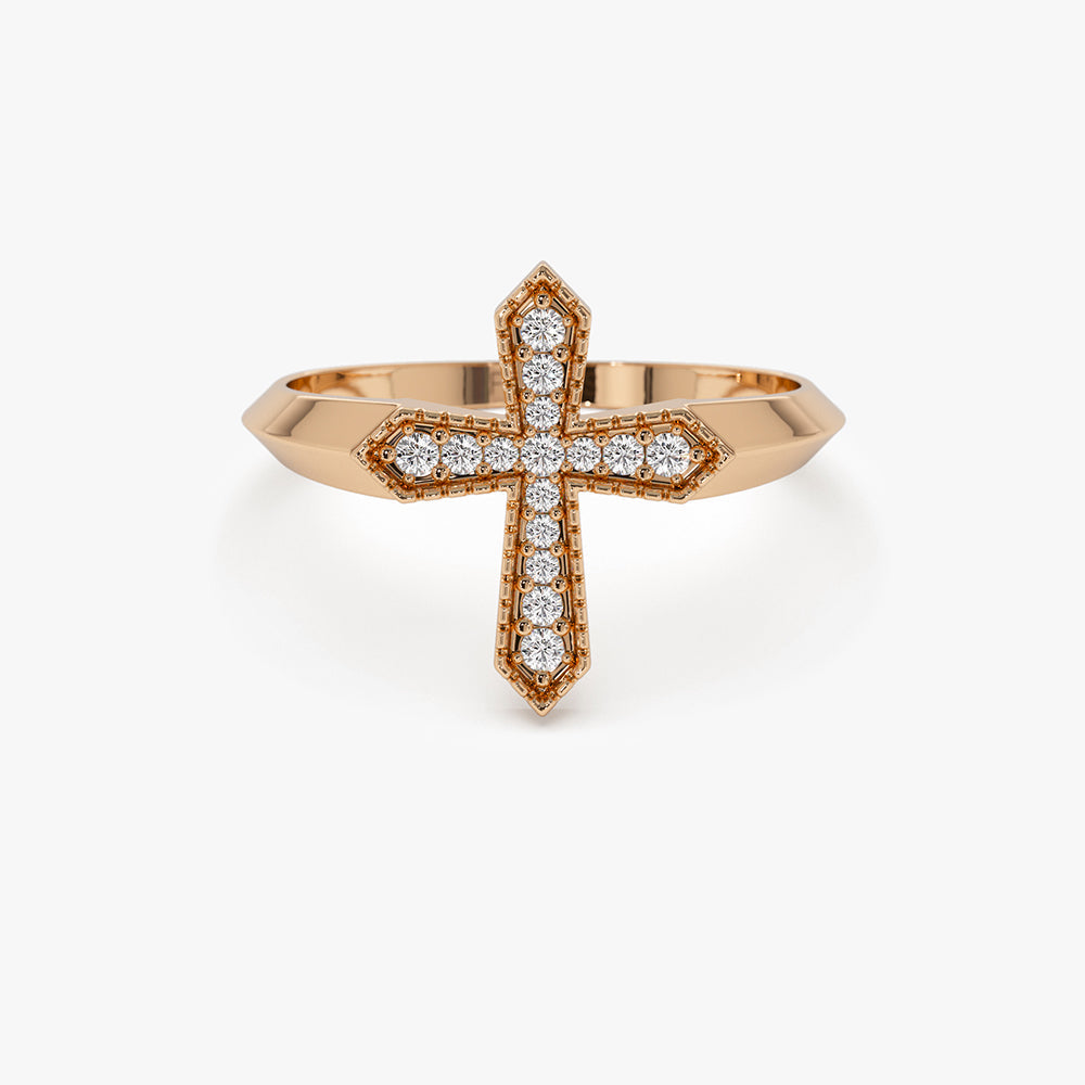OBFJ1471 - 14k Diamond Cross Ring 4