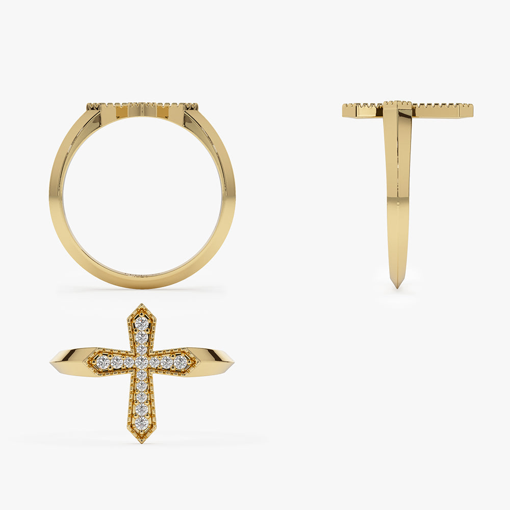 OBFJ1471 - 14k Diamond Cross Ring 7