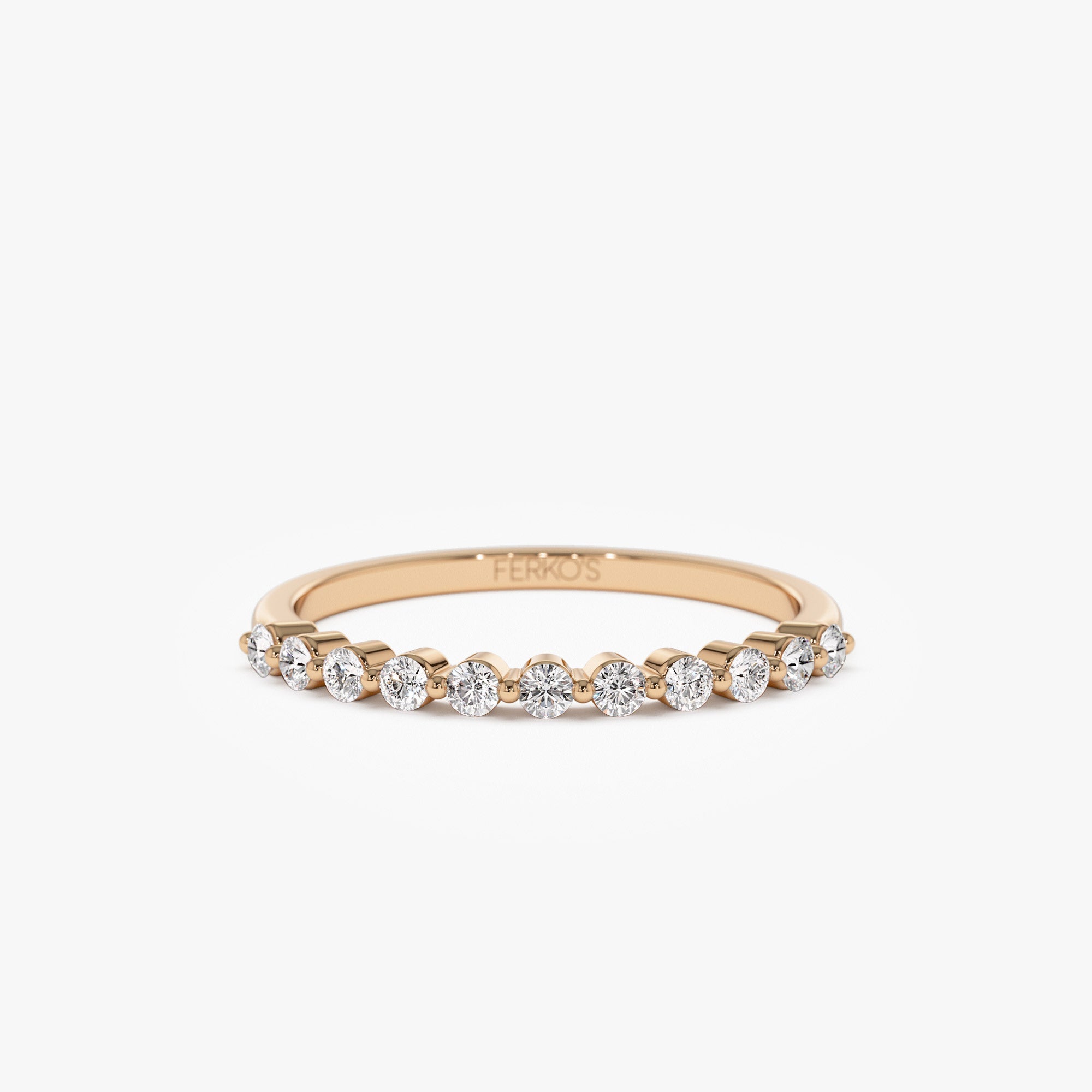 OBFJ1144 - 14k 0.30ctw 11 Stone Shared Prong Diamond Wedding Band 5