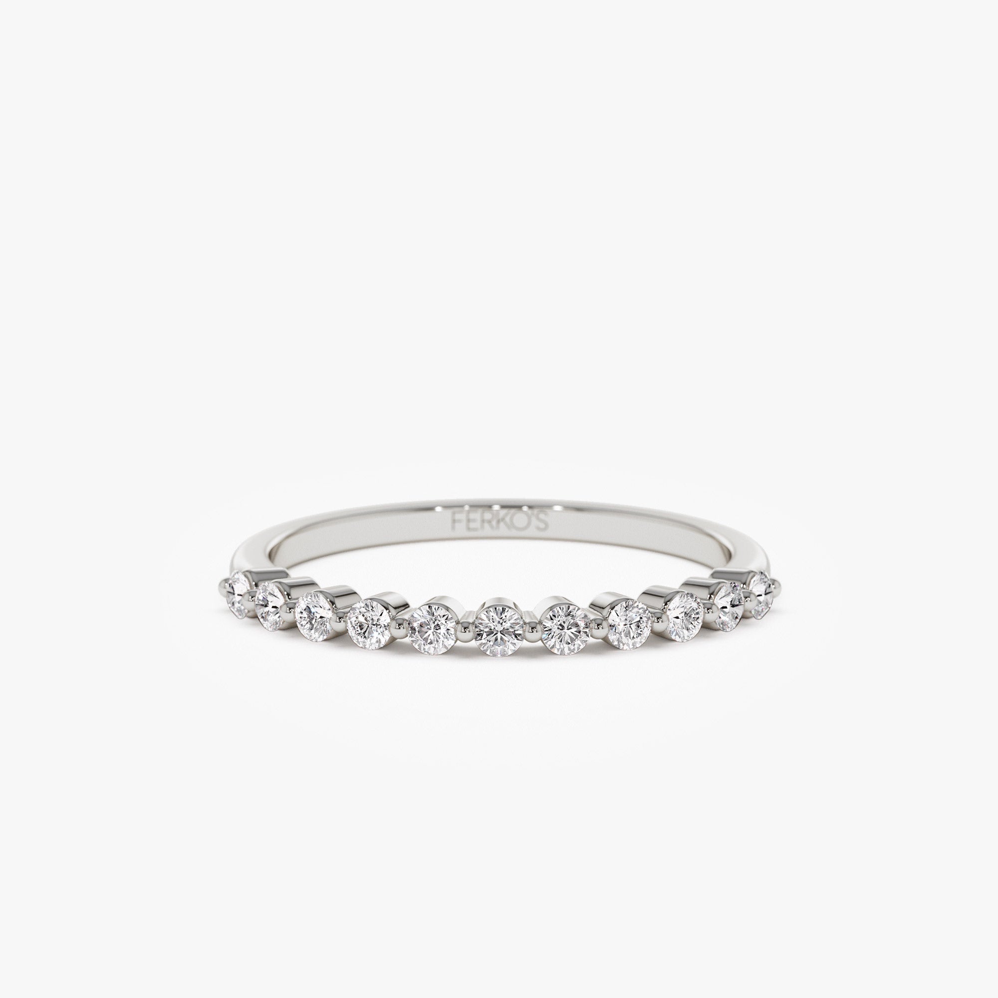 OBFJ1144 - 14k 0.30ctw 11 Stone Shared Prong Diamond Wedding Band 6