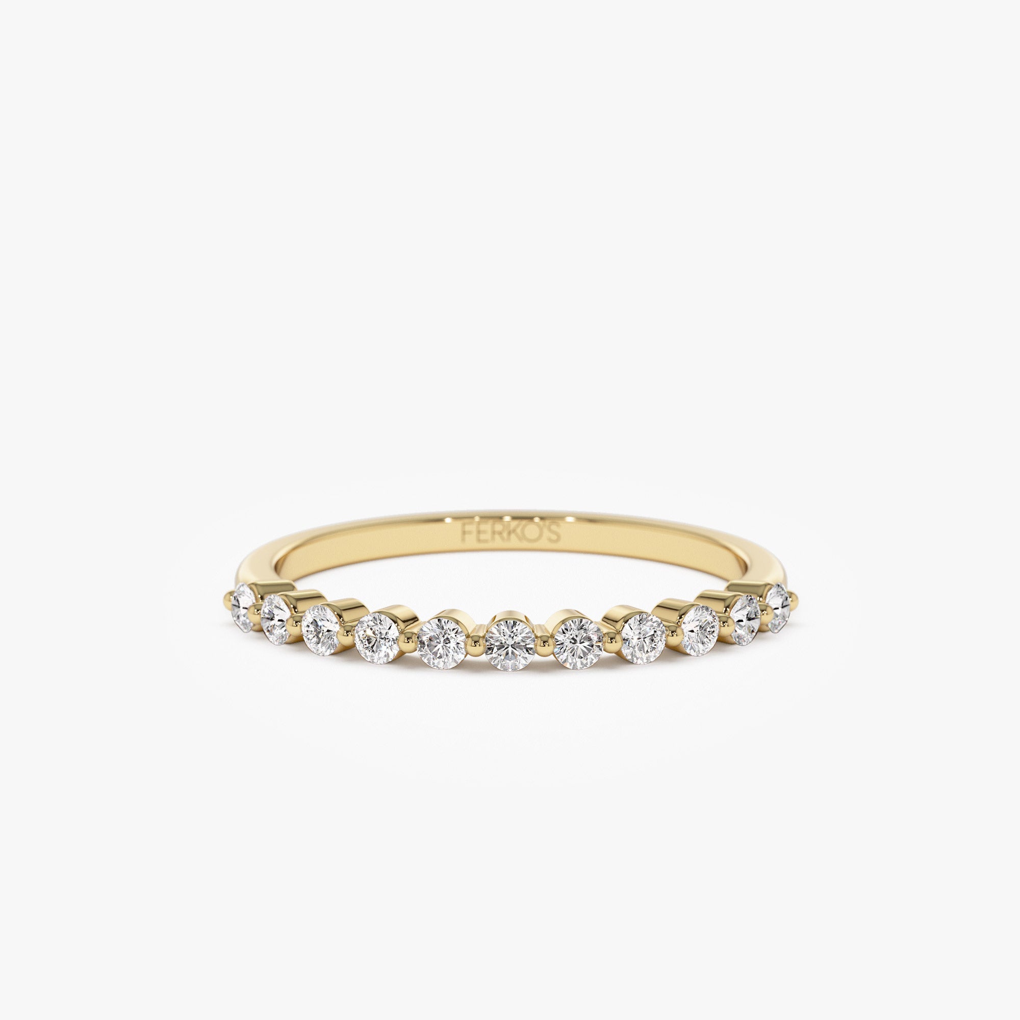 OBFJ1144 - 14k 0.30ctw 11 Stone Shared Prong Diamond Wedding Band 1
