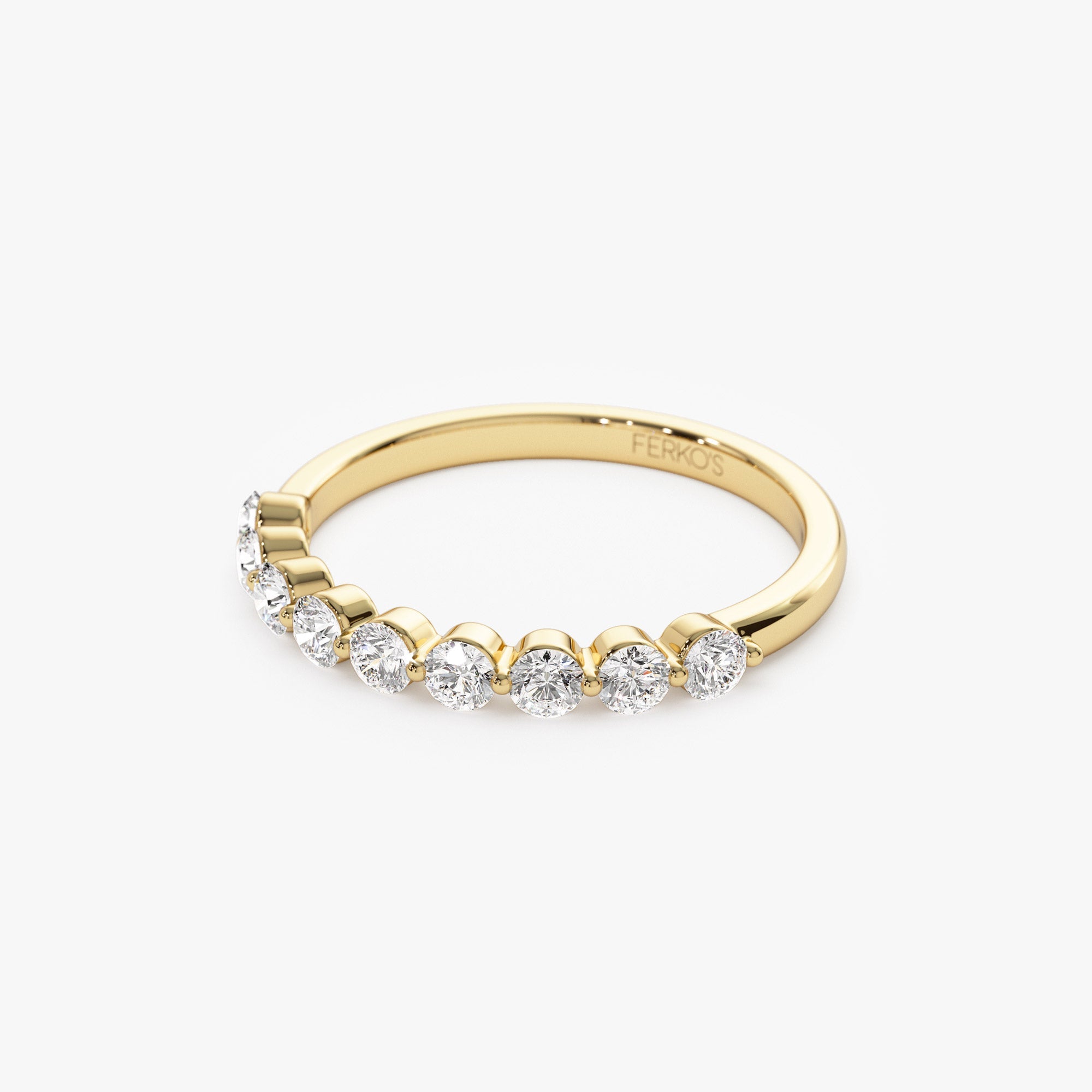 OBFJ1142 - 14k 0.55ctw 9 Stone Shared Prong Diamond Wedding Band 9