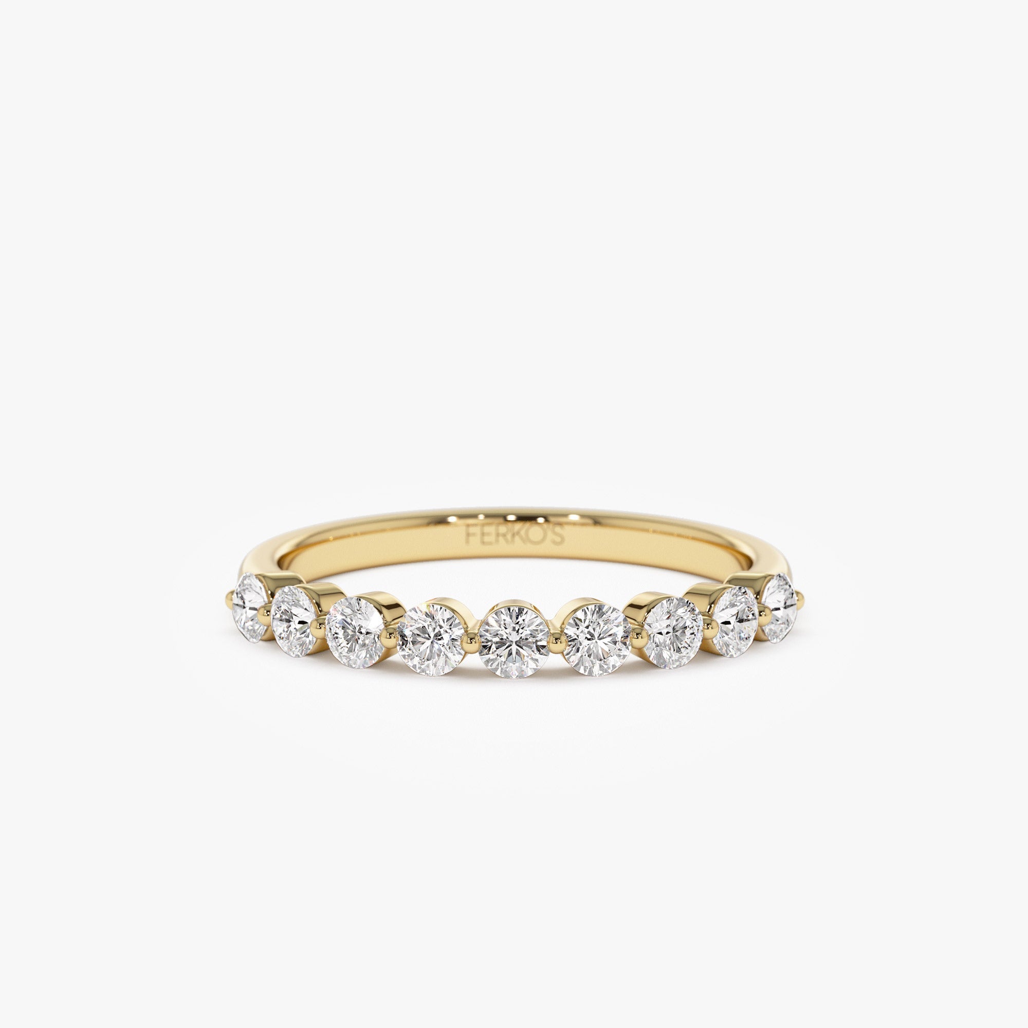 OBFJ0328 - 0.55ctw 14k Nine Stone Shared Prong Lab Grown Diamond Wedding Band - Hana 1