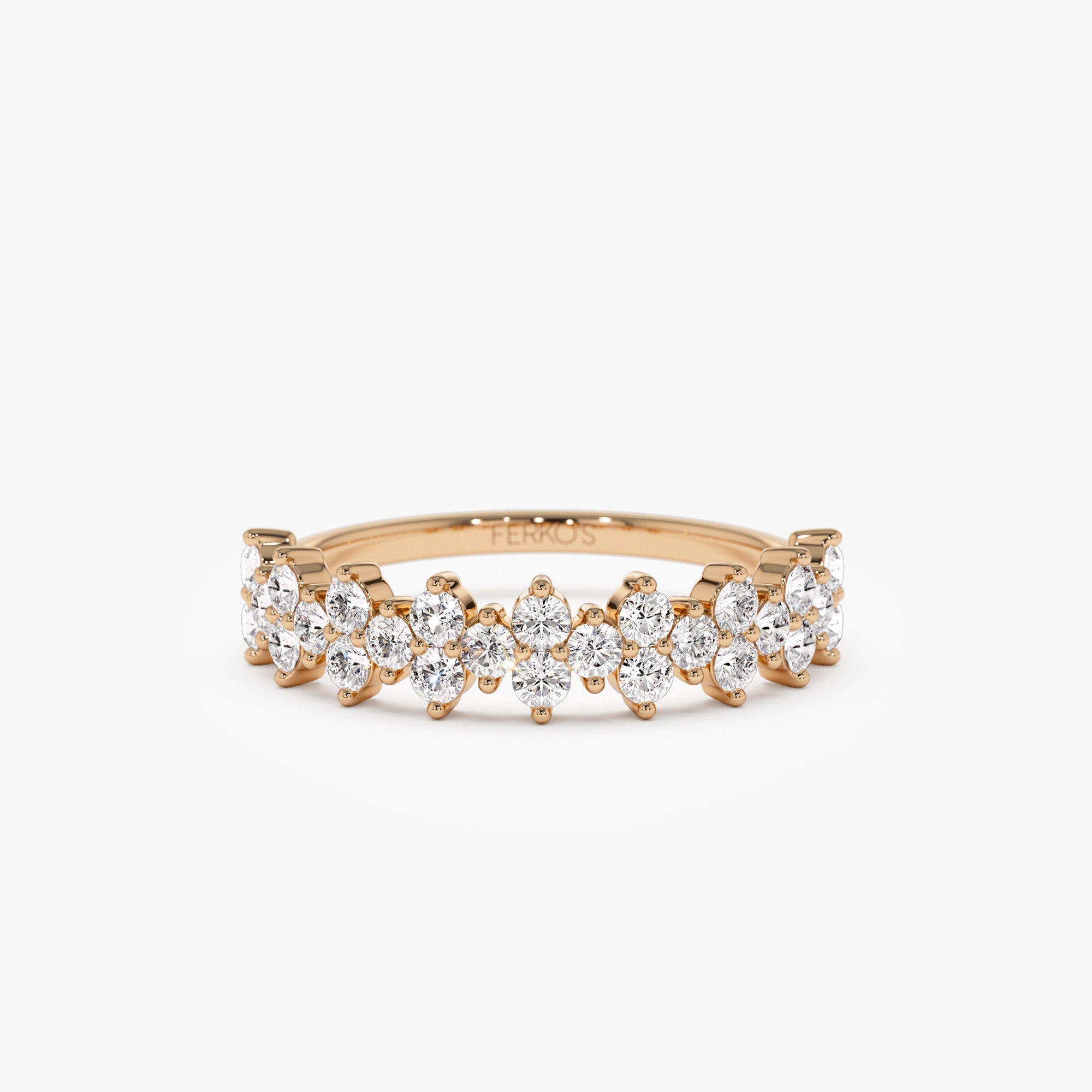 OBFJ1271 - 14k Cluster Diamond Half Eternity Wedding Band 4