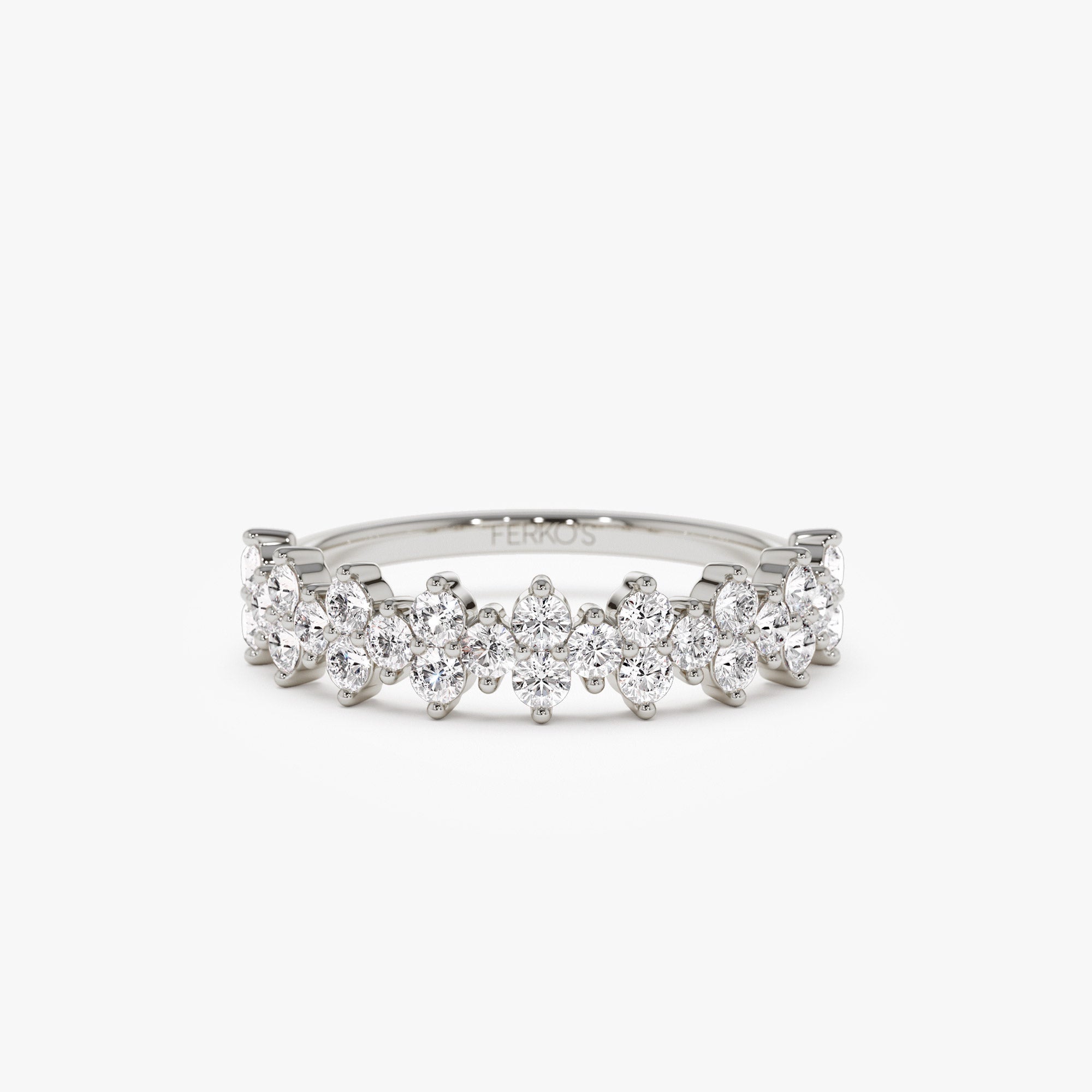 OBFJ1271 - 14k Cluster Diamond Half Eternity Wedding Band 5