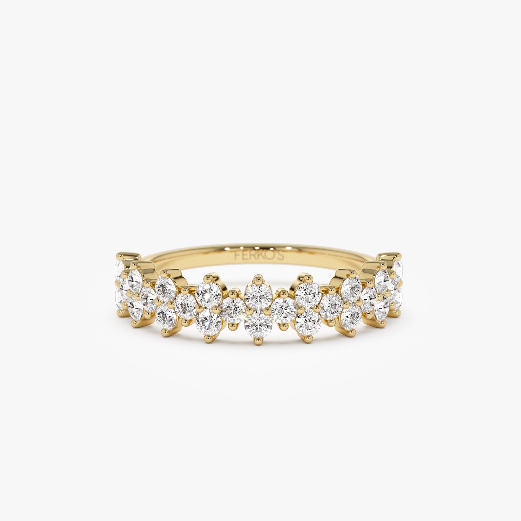 OBFJ1271 - 14k Cluster Diamond Half Eternity Wedding Band 1