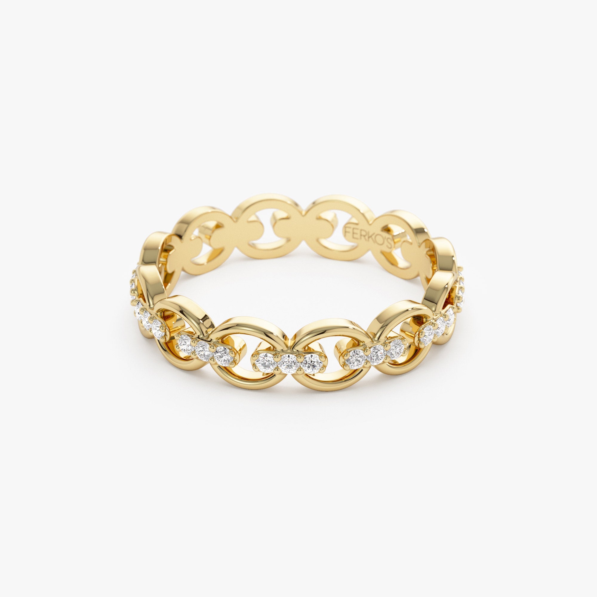OBFJ1250 - 14k Gold Full Eternity Diamond Link Ring 6