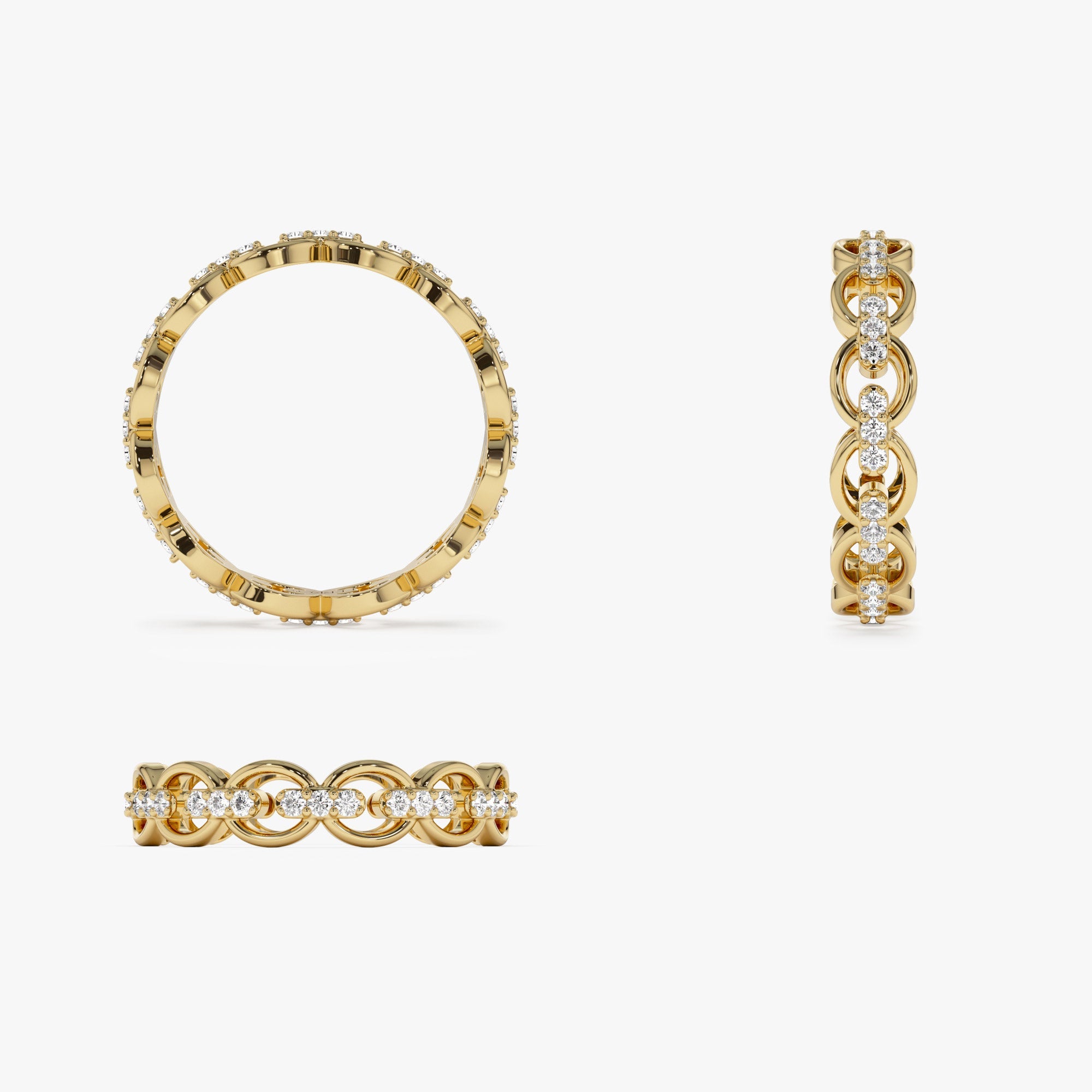 OBFJ1250 - 14k Gold Full Eternity Diamond Link Ring 7