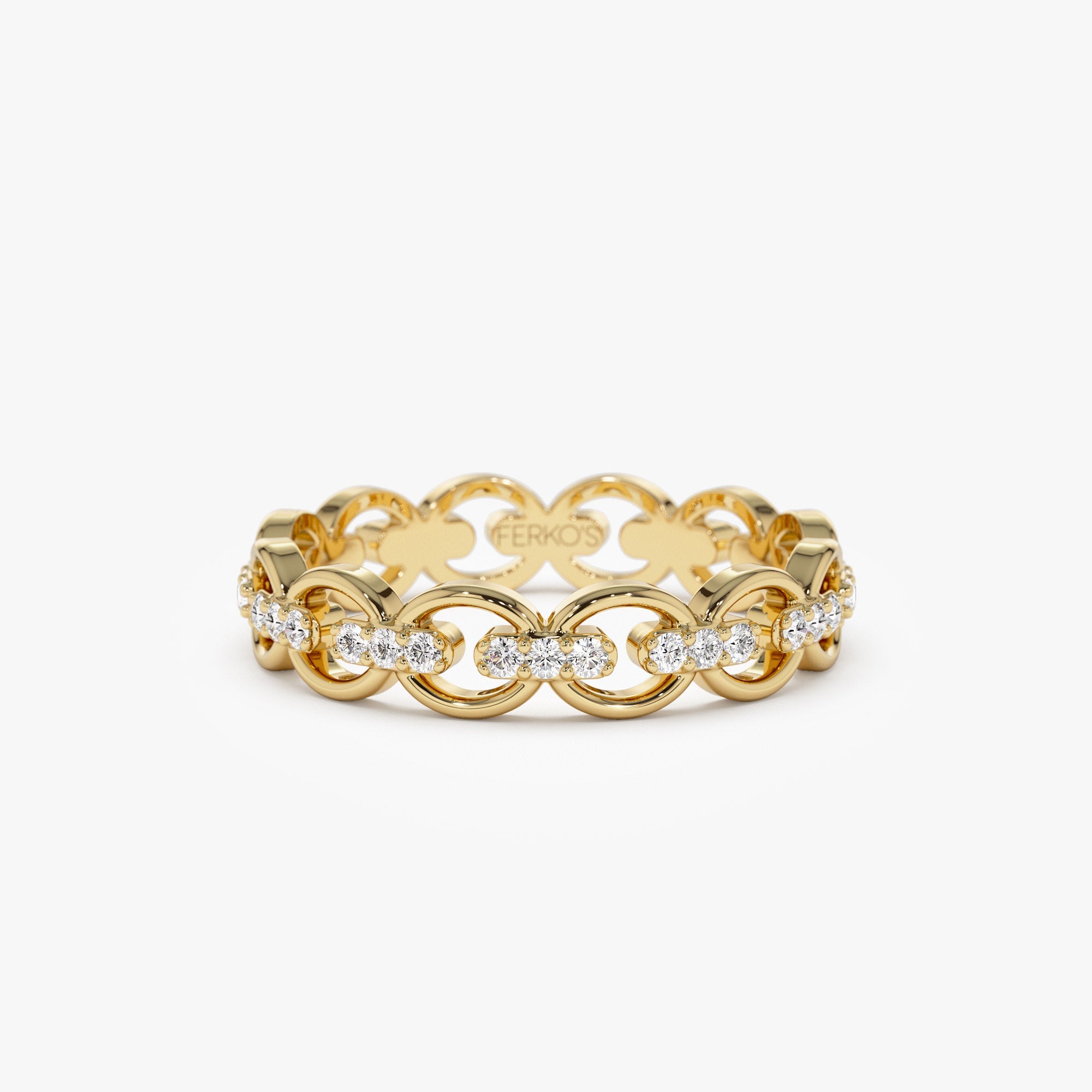 OBFJ1250 - 14k Gold Full Eternity Diamond Link Ring 1