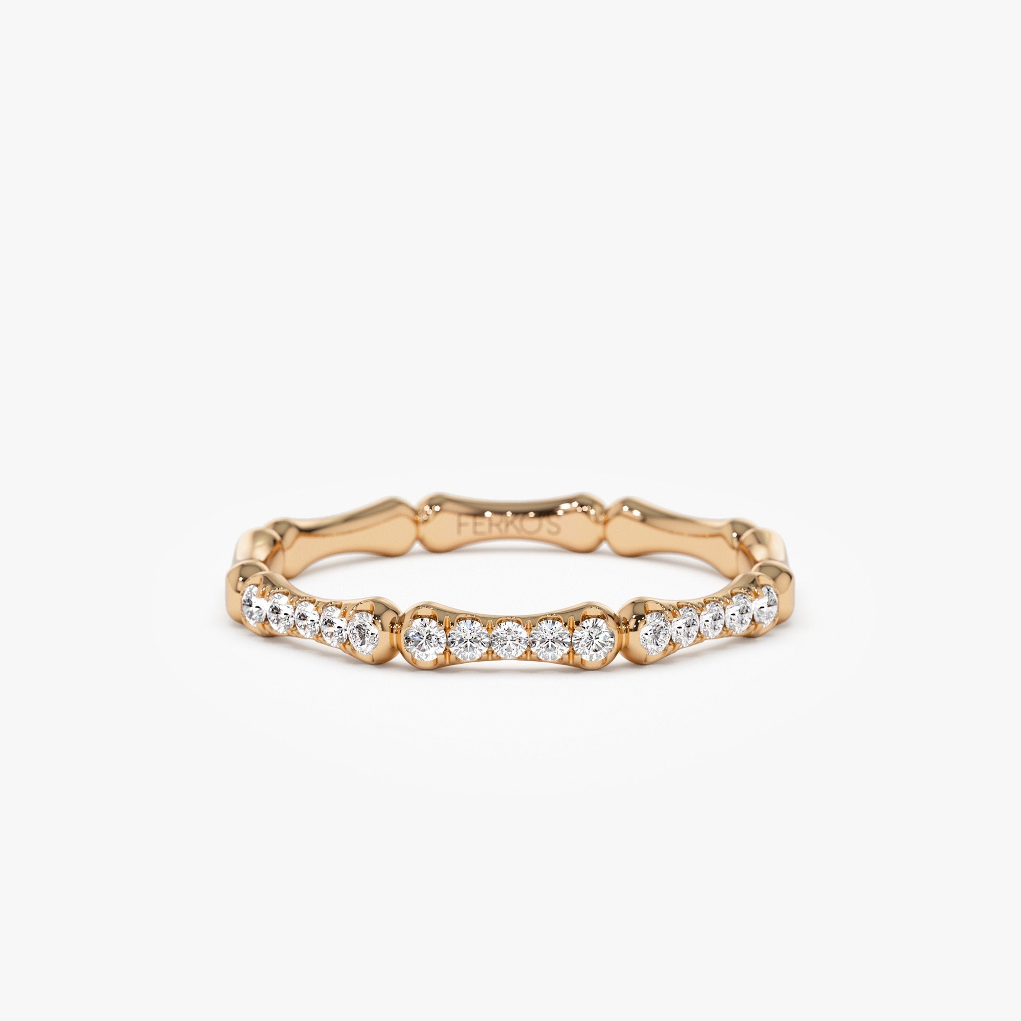 OBFJ1302 - 14k Pave Diamond Bamboo Ring 4