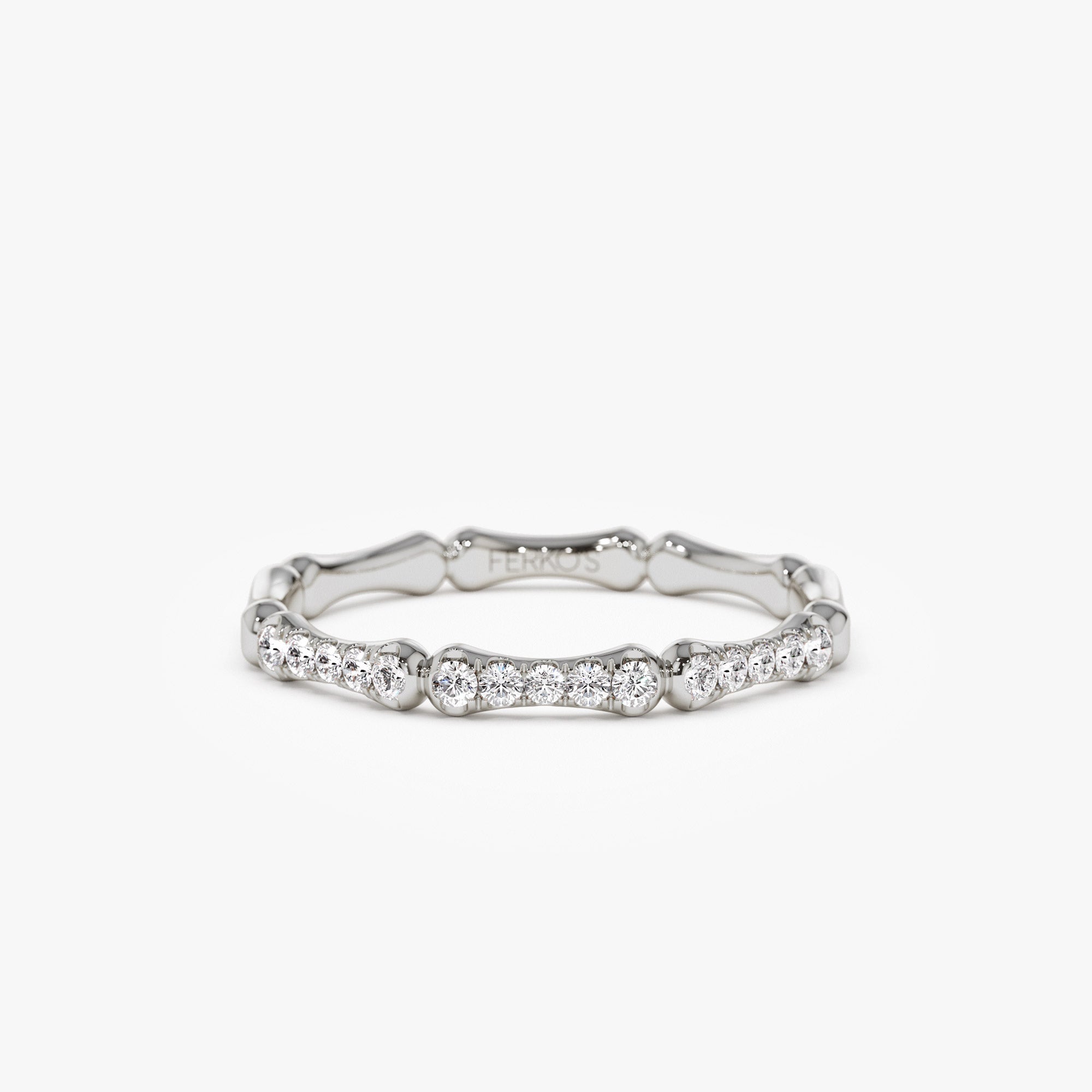 OBFJ1302 - 14k Pave Diamond Bamboo Ring 5