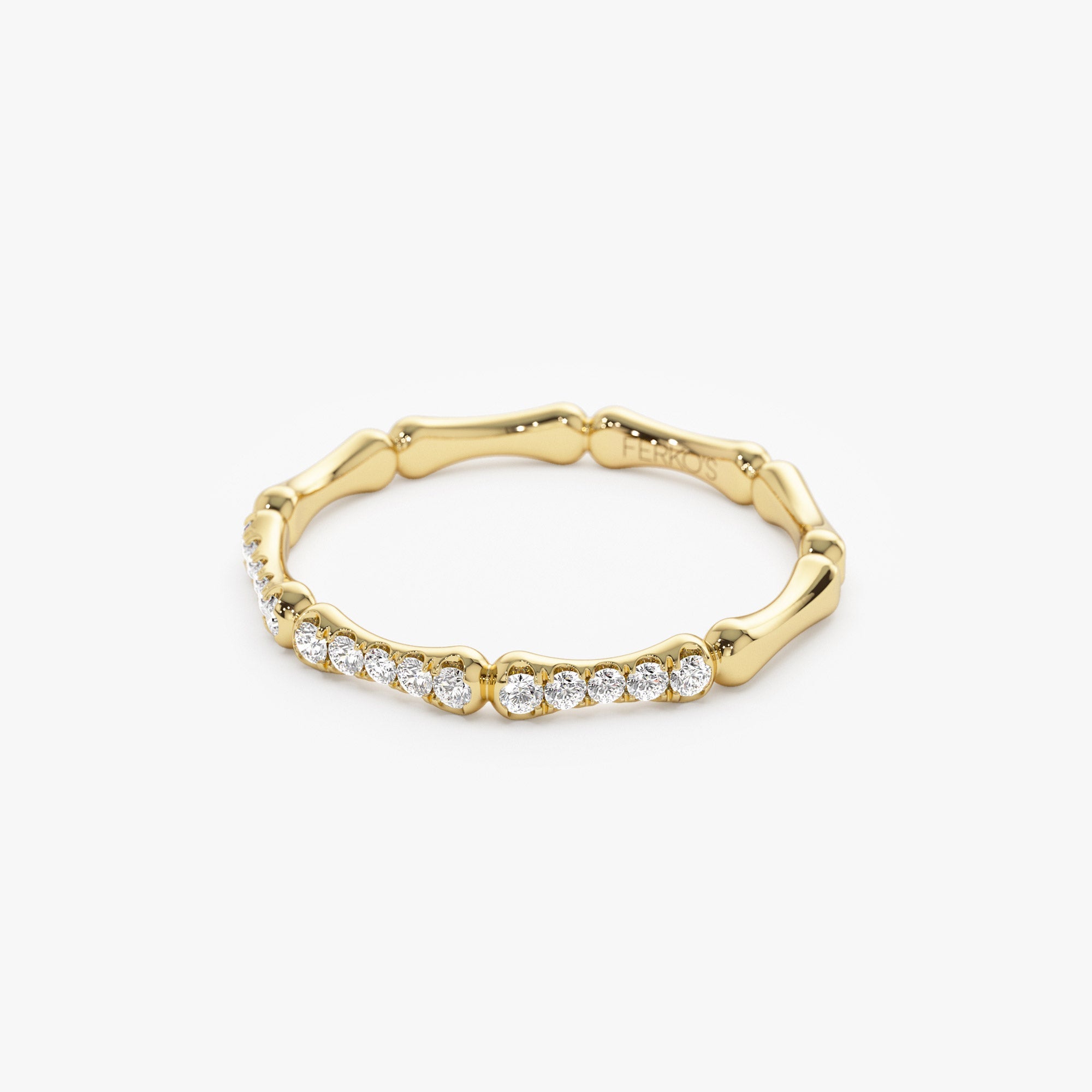OBFJ1302 - 14k Pave Diamond Bamboo Ring 6