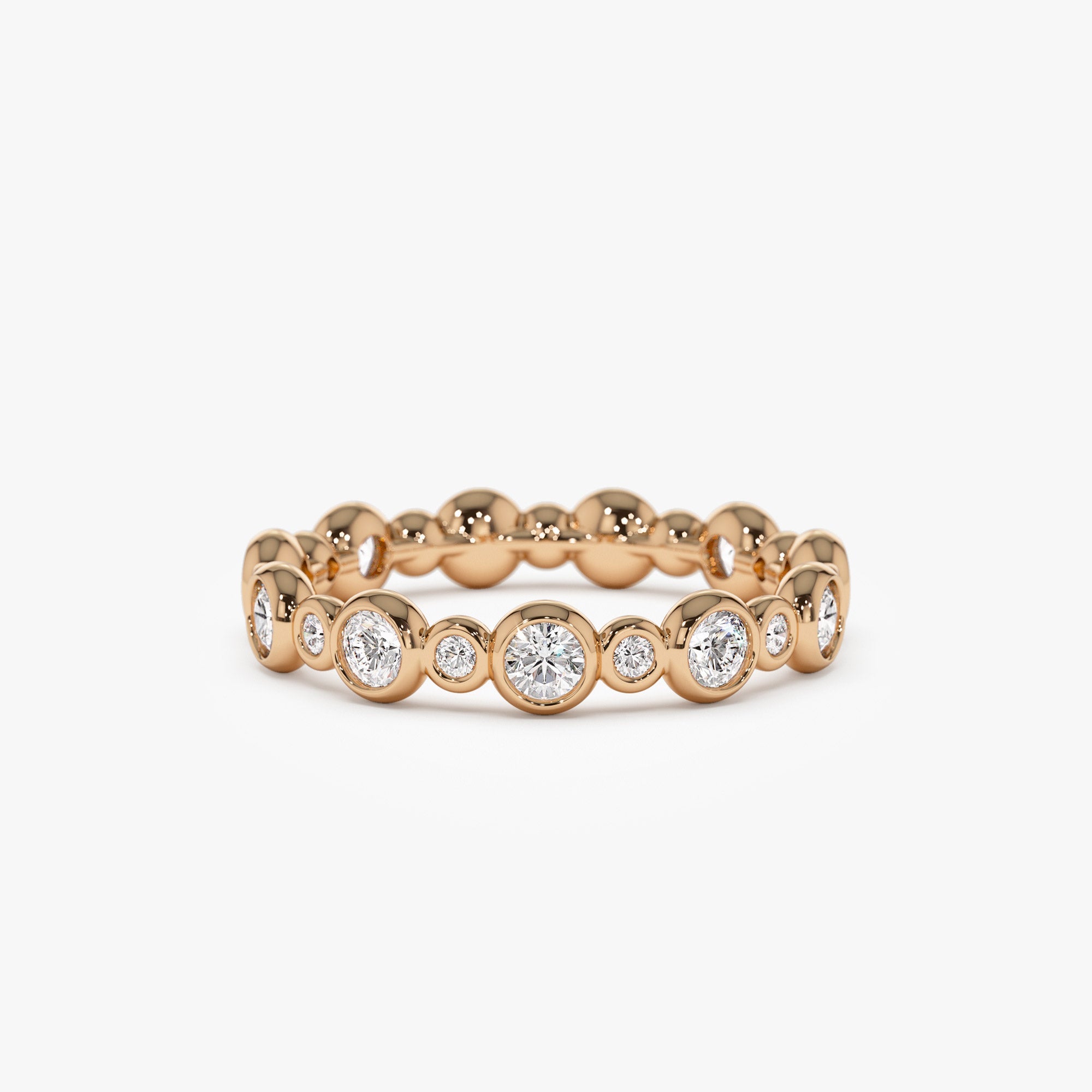 OBFJ1422 - 14k Gold Bubble Diamond 3/4 Eternity Wedding Ring 5