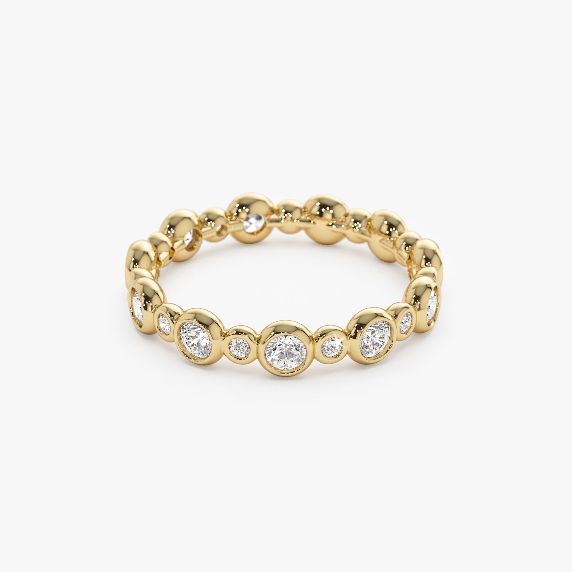OBFJ1422 - 14k Gold Bubble Diamond 3/4 Eternity Wedding Ring 7