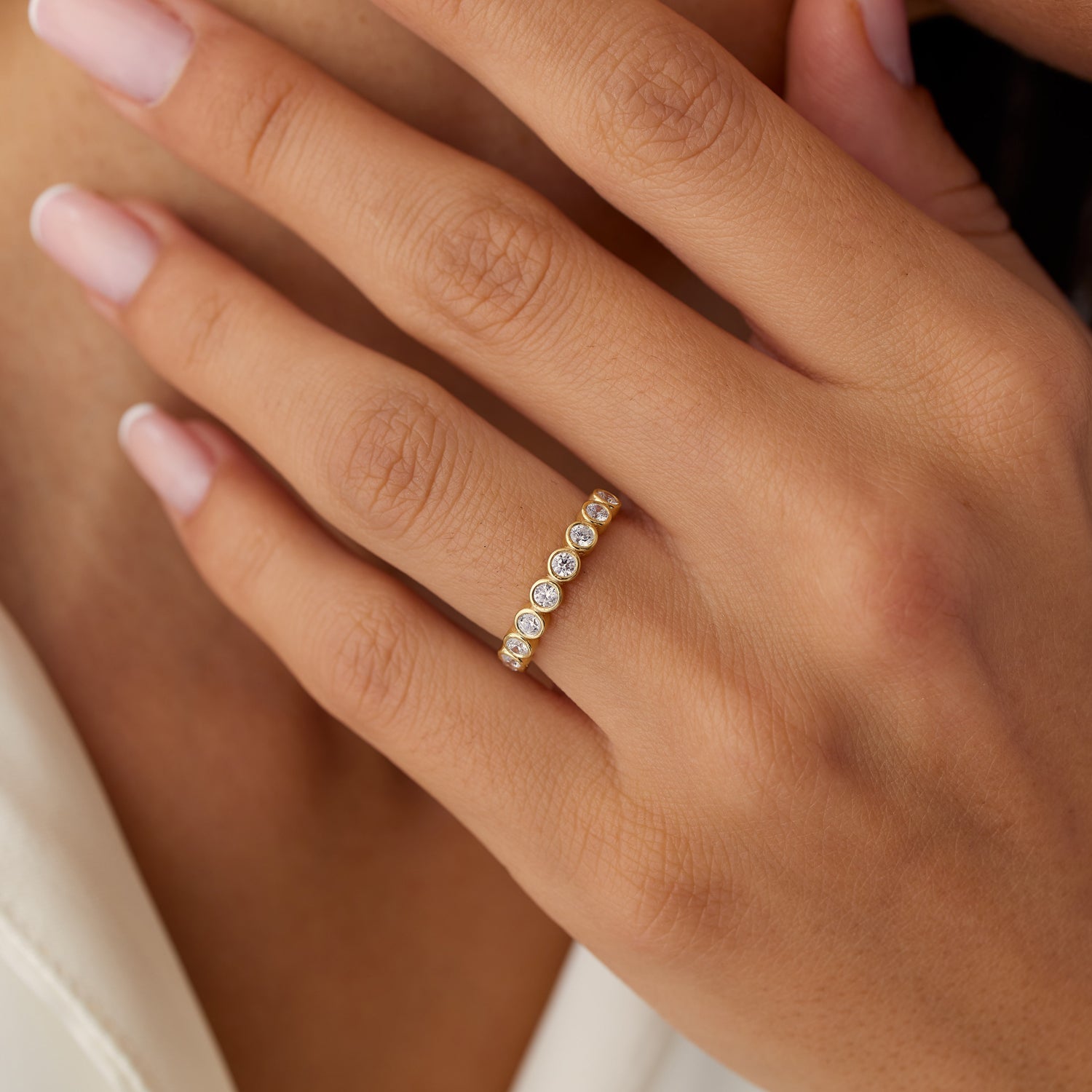 OBFJ1423 - 14k 9 Diamond Half Eternity Wedding Ring 0.55ctw 3
