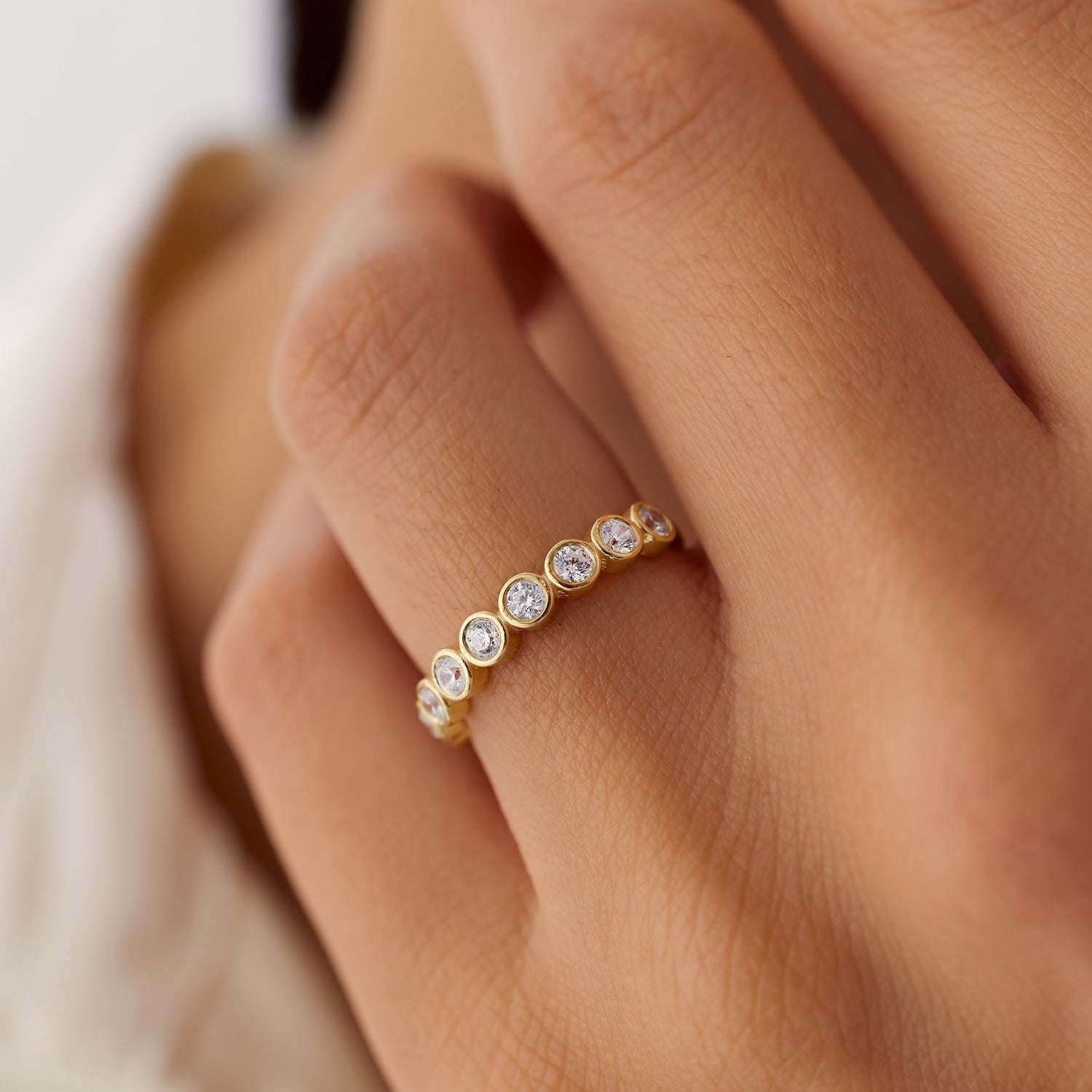 OBFJ1423 - 14k 9 Diamond Half Eternity Wedding Ring 0.55ctw 2