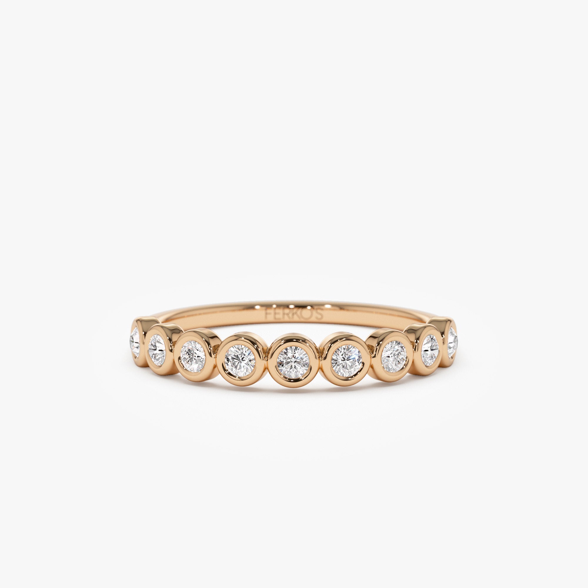 OBFJ1423 - 14k 9 Diamond Half Eternity Wedding Ring 0.55ctw 5