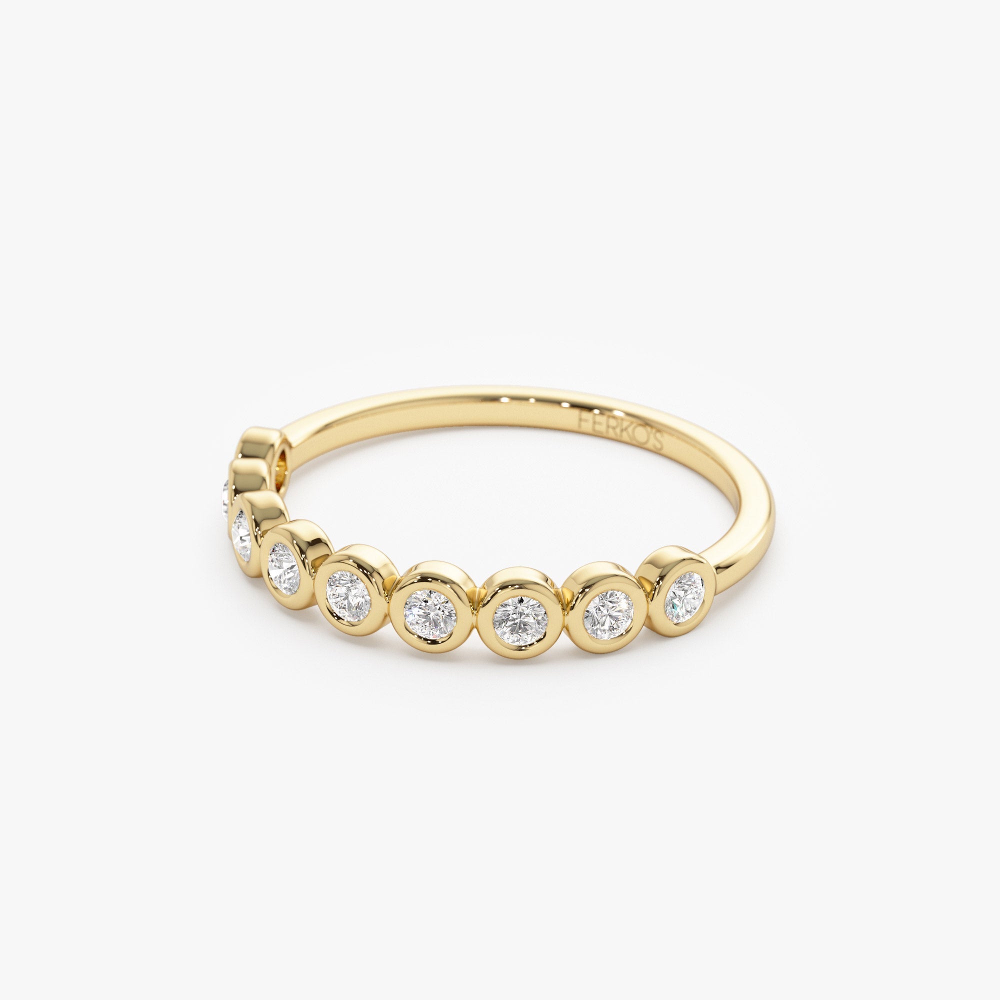OBFJ1423 - 14k 9 Diamond Half Eternity Wedding Ring 0.55ctw 7