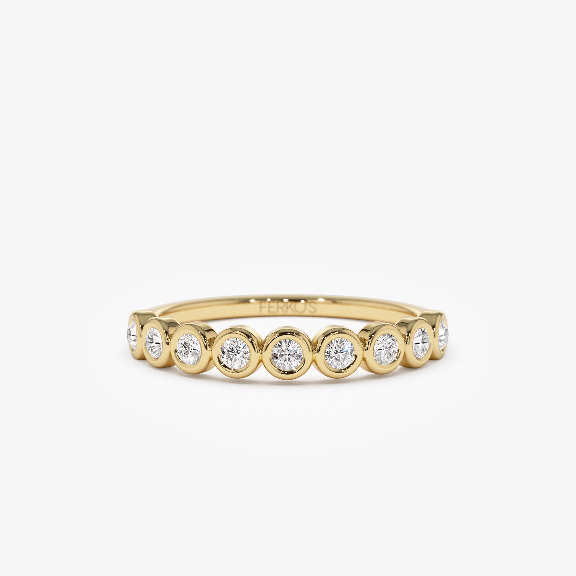 OBFJ1423 - 14k 9 Diamond Half Eternity Wedding Ring 0.55ctw 1