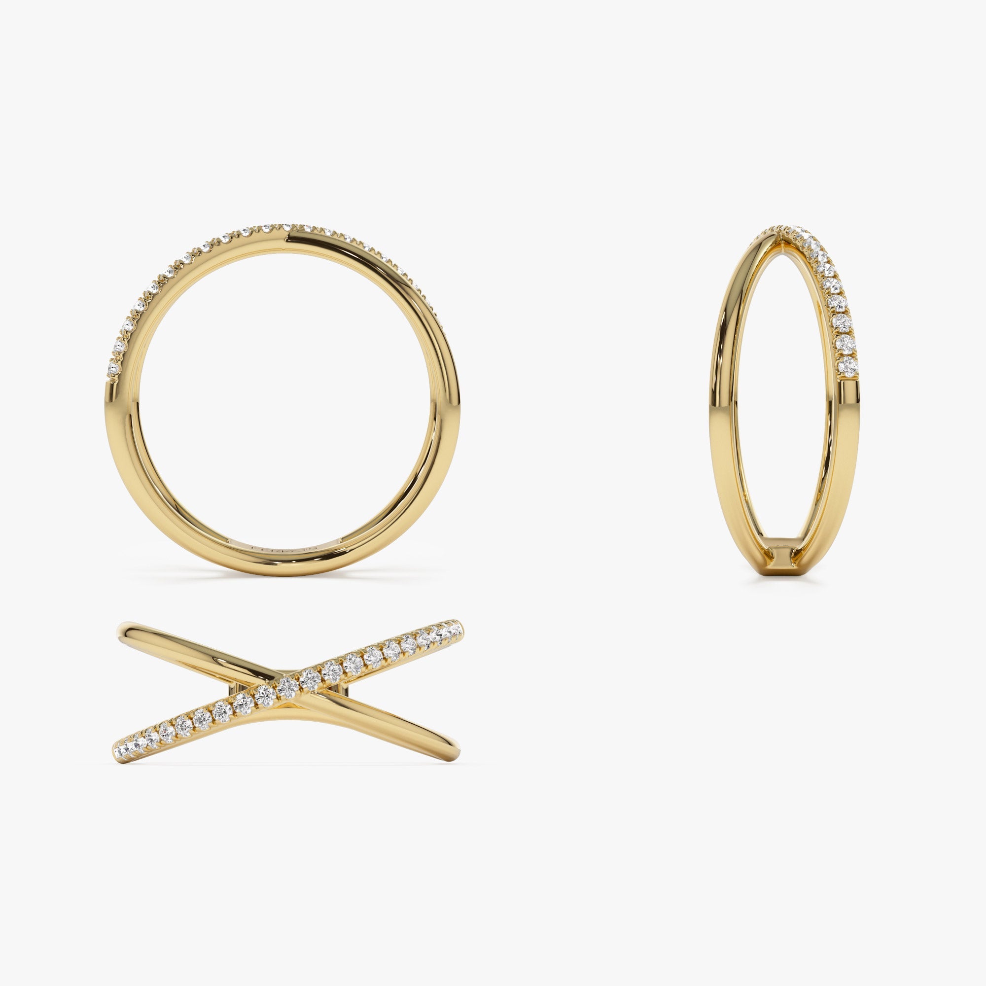 OBFJ1272 - 14k Criss Cross Single Side Diamond Ring 6