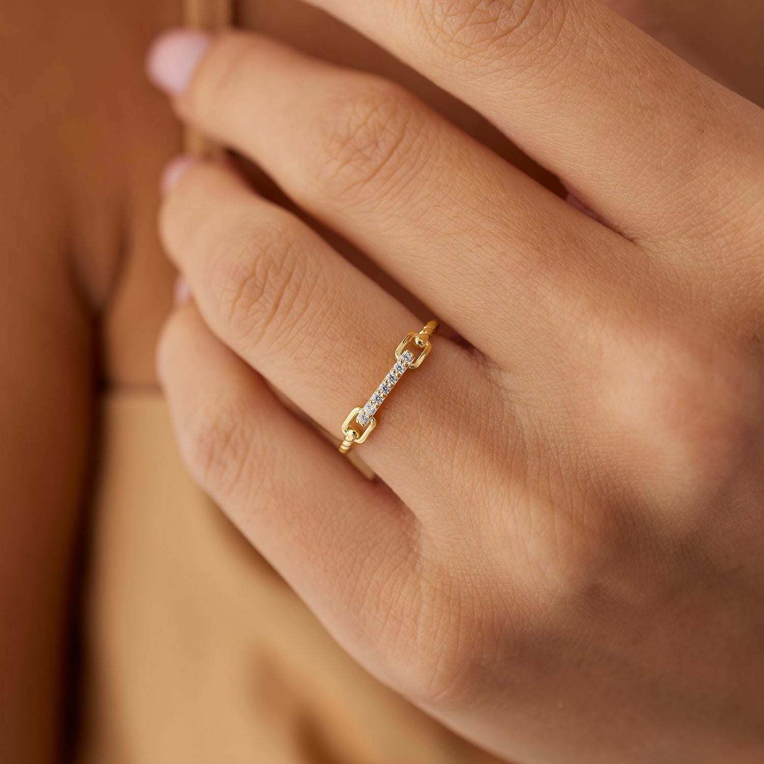 OBFJ1347 - 14k Braided Stackable Pave Diamond Ring 2