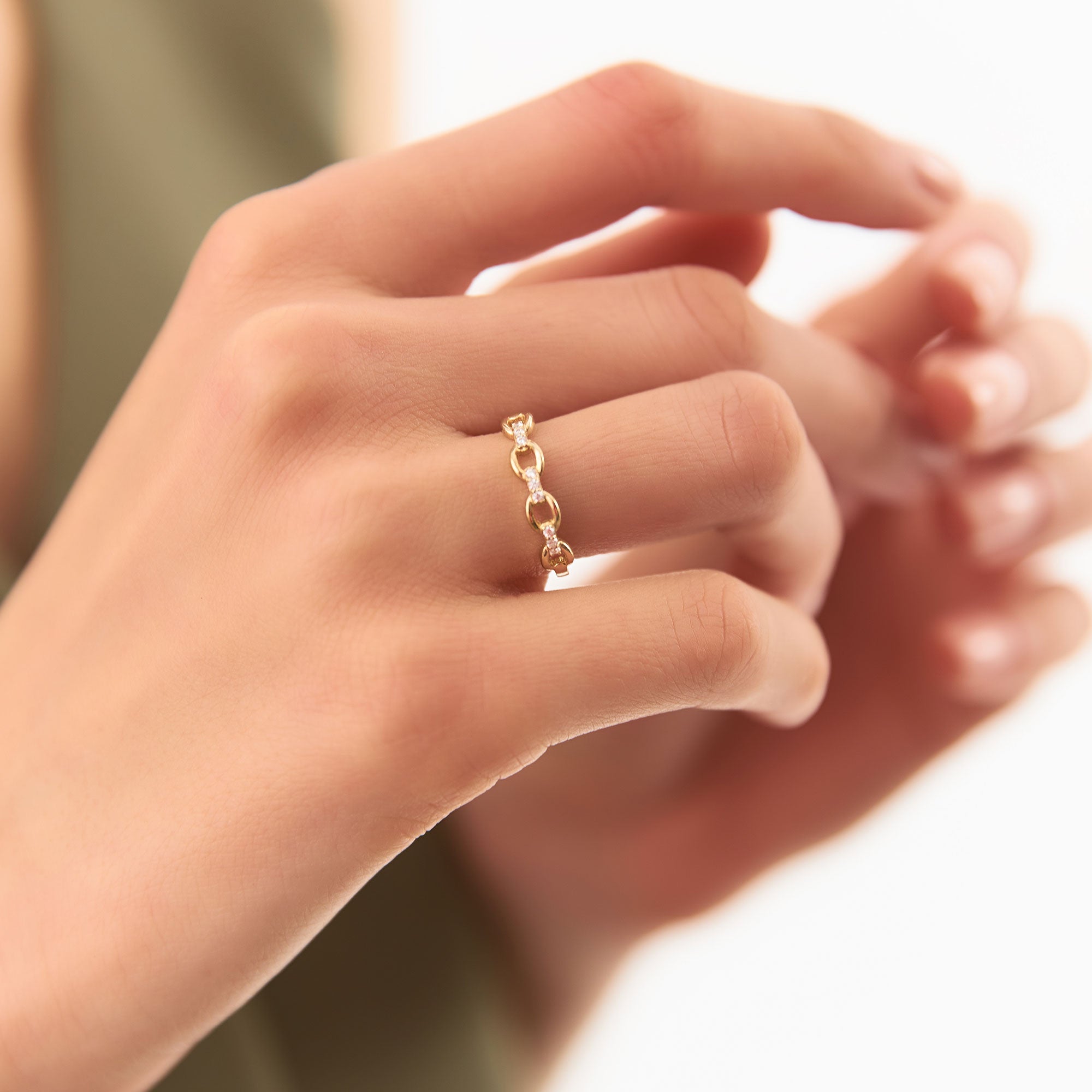 OBFJ1281 - 14K Cable Chain Link Diamond Ring 3