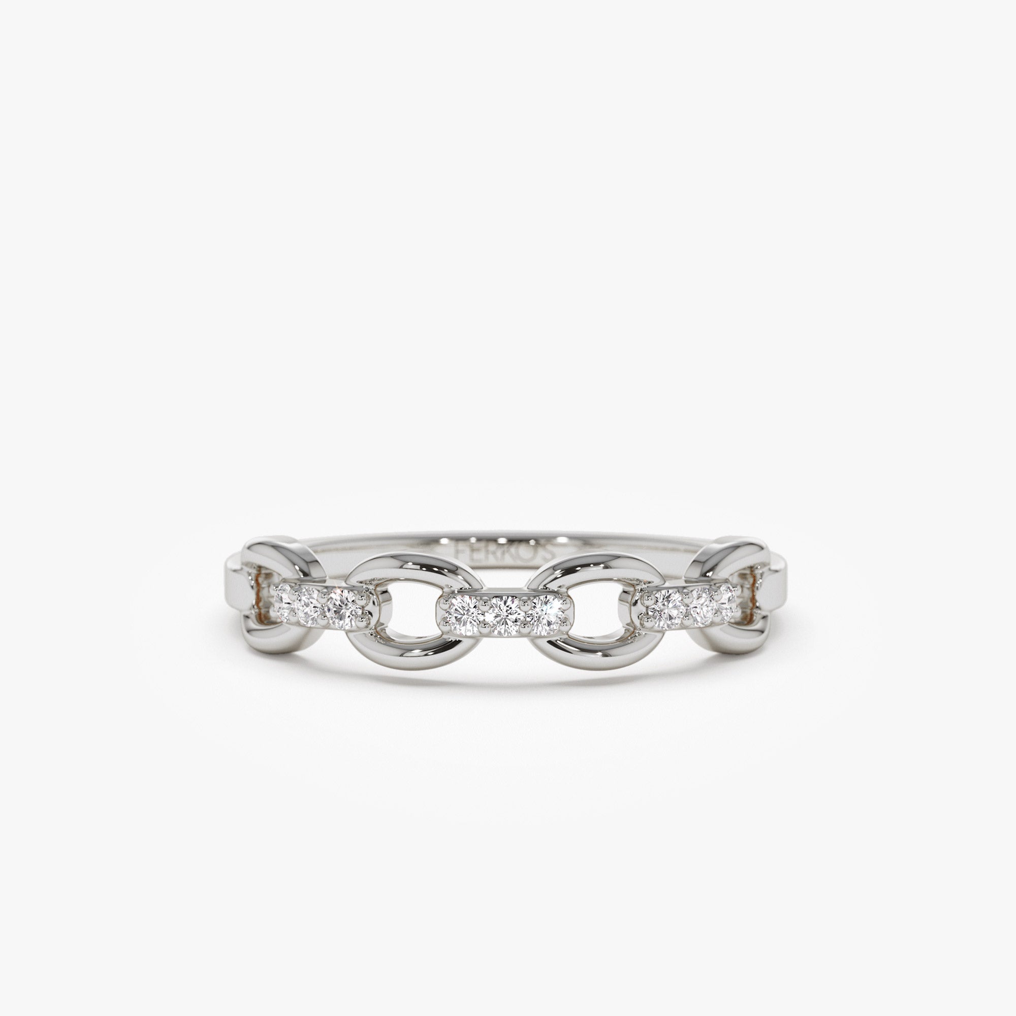 OBFJ1281 - 14K Cable Chain Link Diamond Ring 4