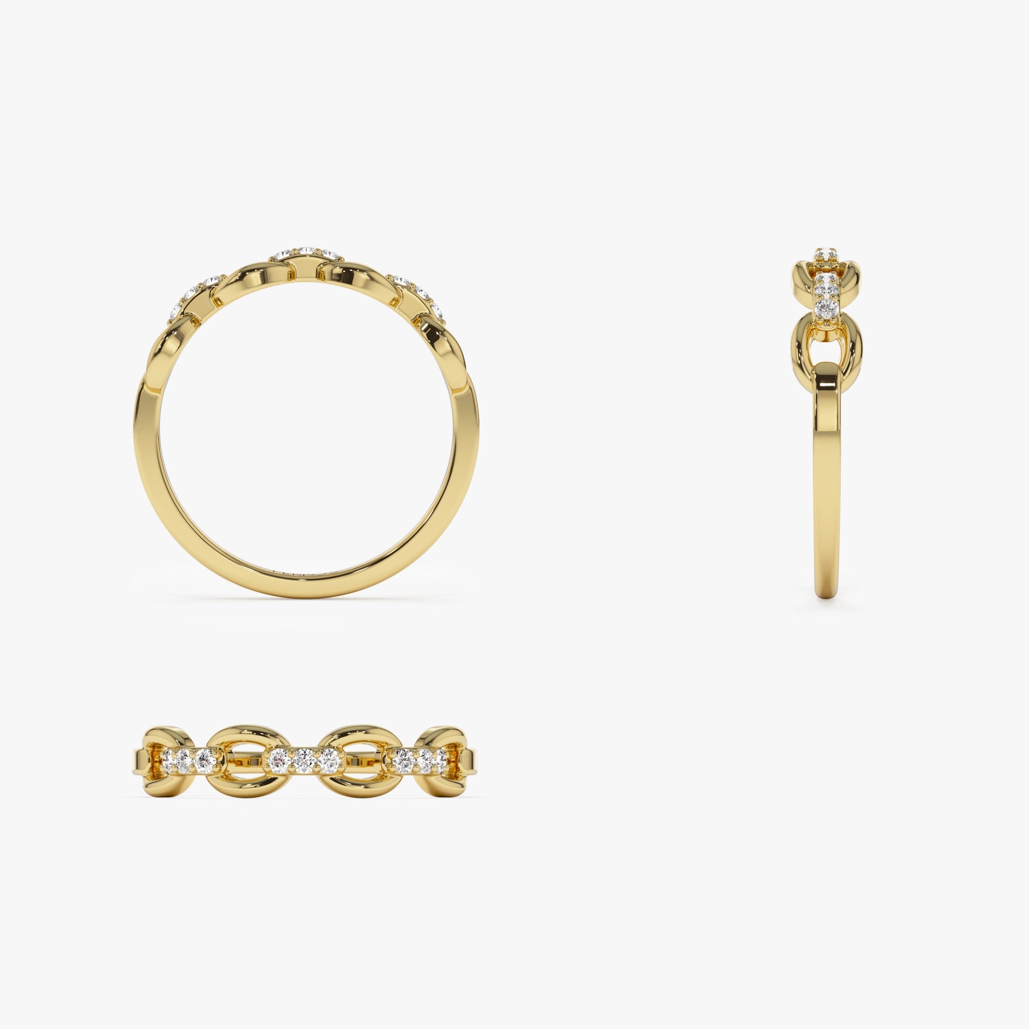 OBFJ1281 - 14K Cable Chain Link Diamond Ring 7