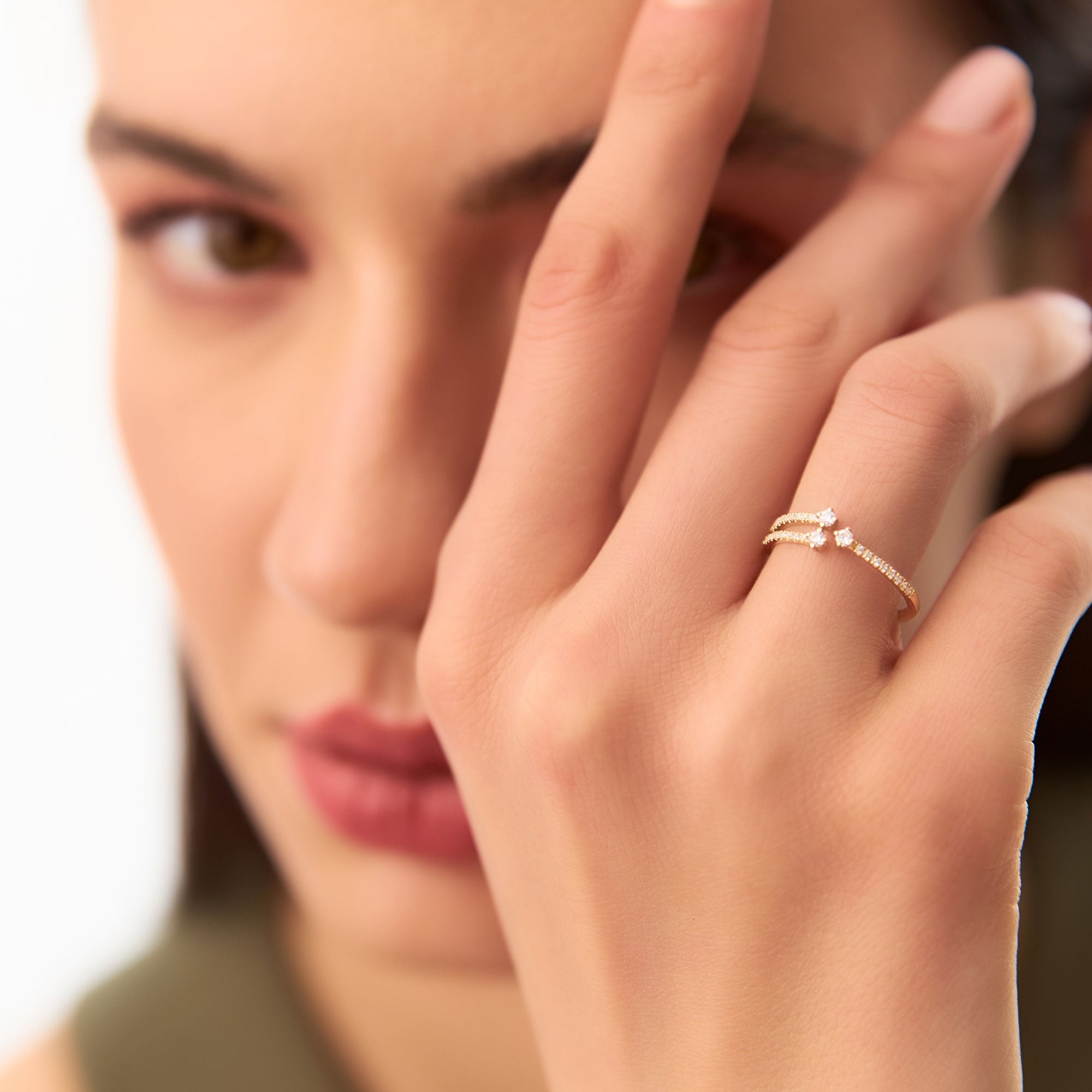 OBFJ1277 - 14k Unique Diamond Crossover Ring For Women 3