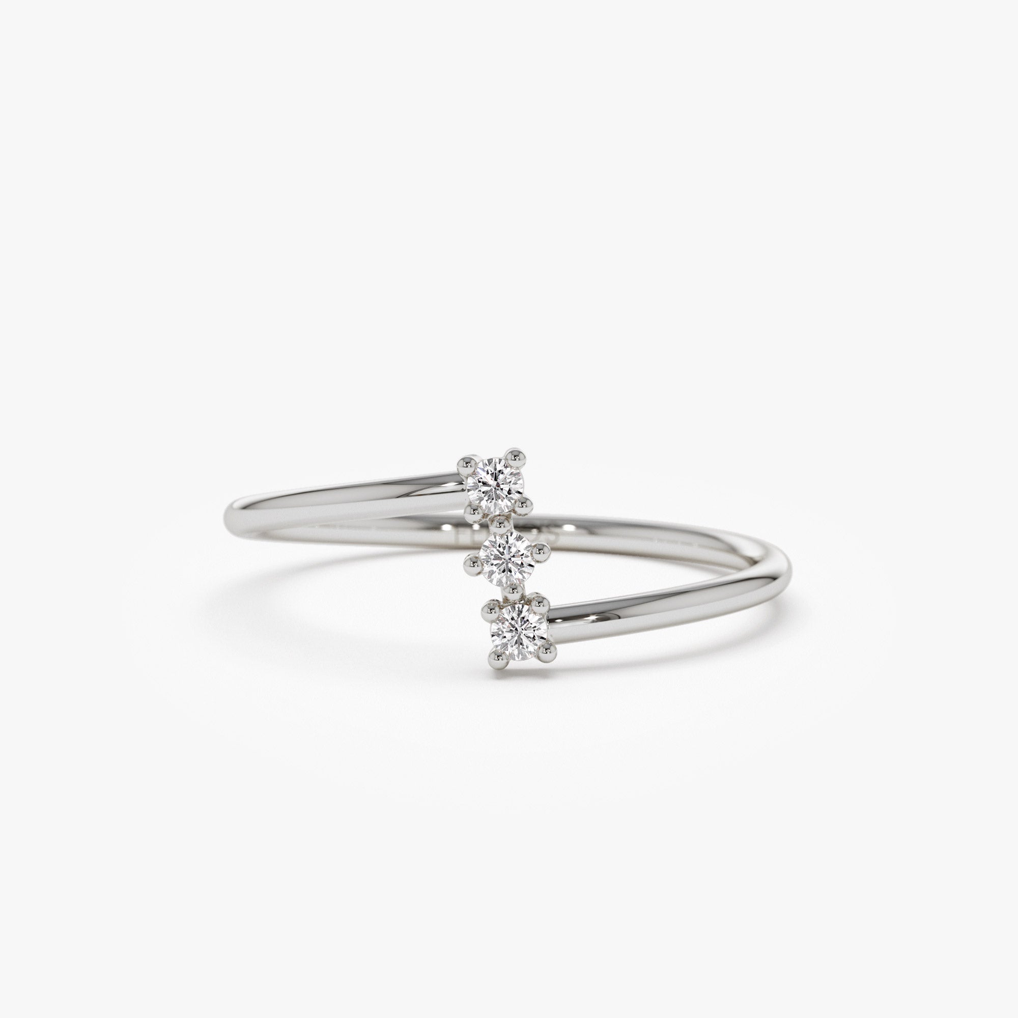 OBFJ1275 - 14k Vertical Three Stone Natural Diamond Ring 5