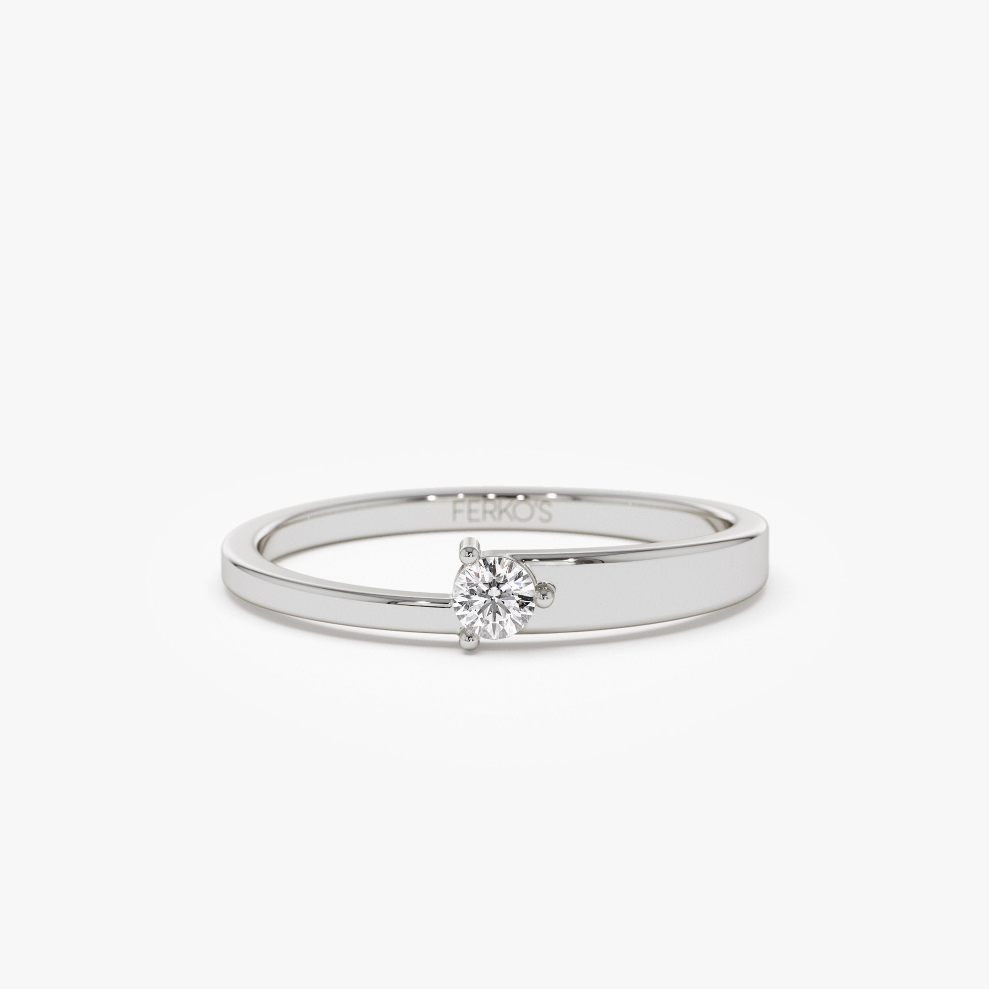OBFJ1295 - 14k Round Solitaire Diamond Promise Ring 6