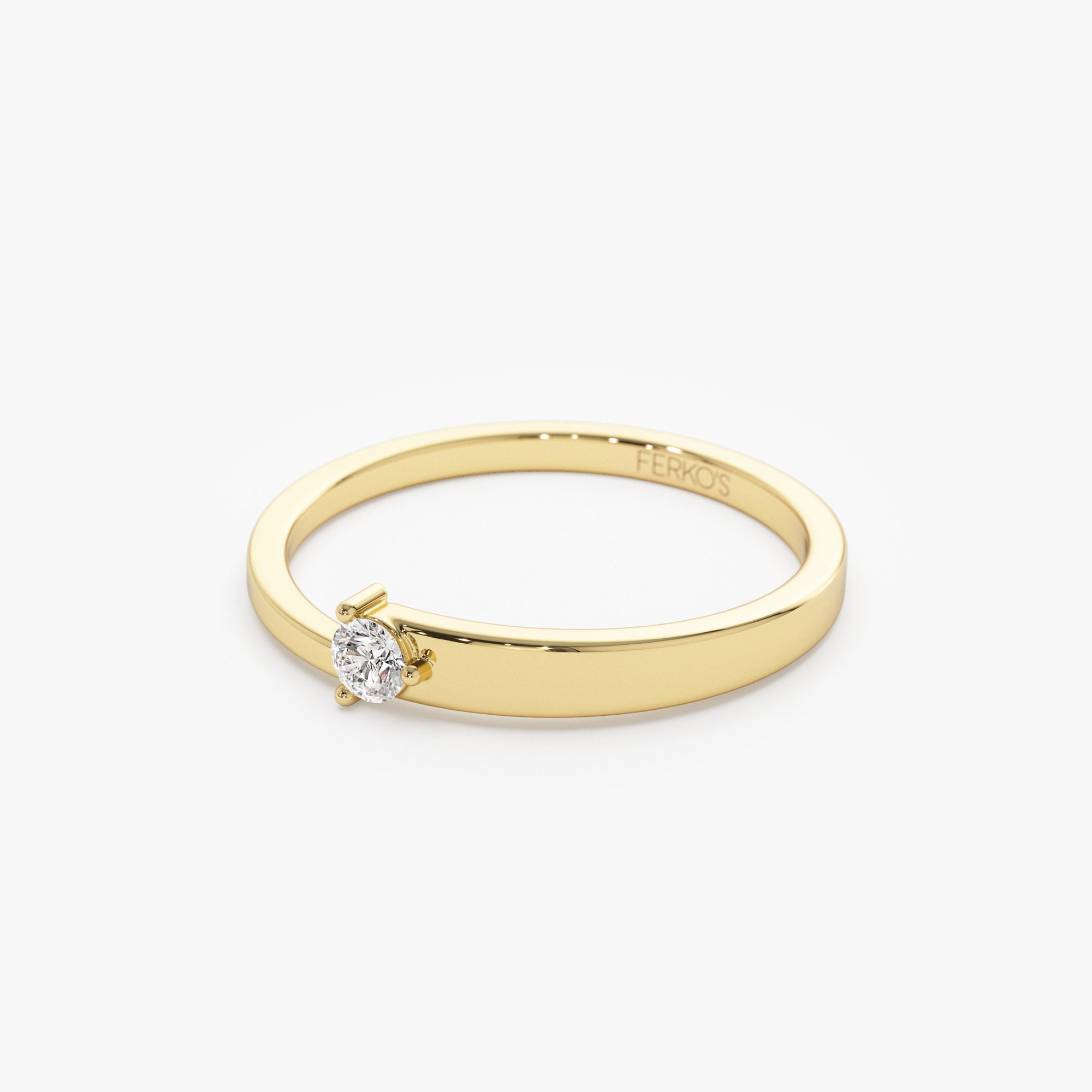 OBFJ1295 - 14k Round Solitaire Diamond Promise Ring 7