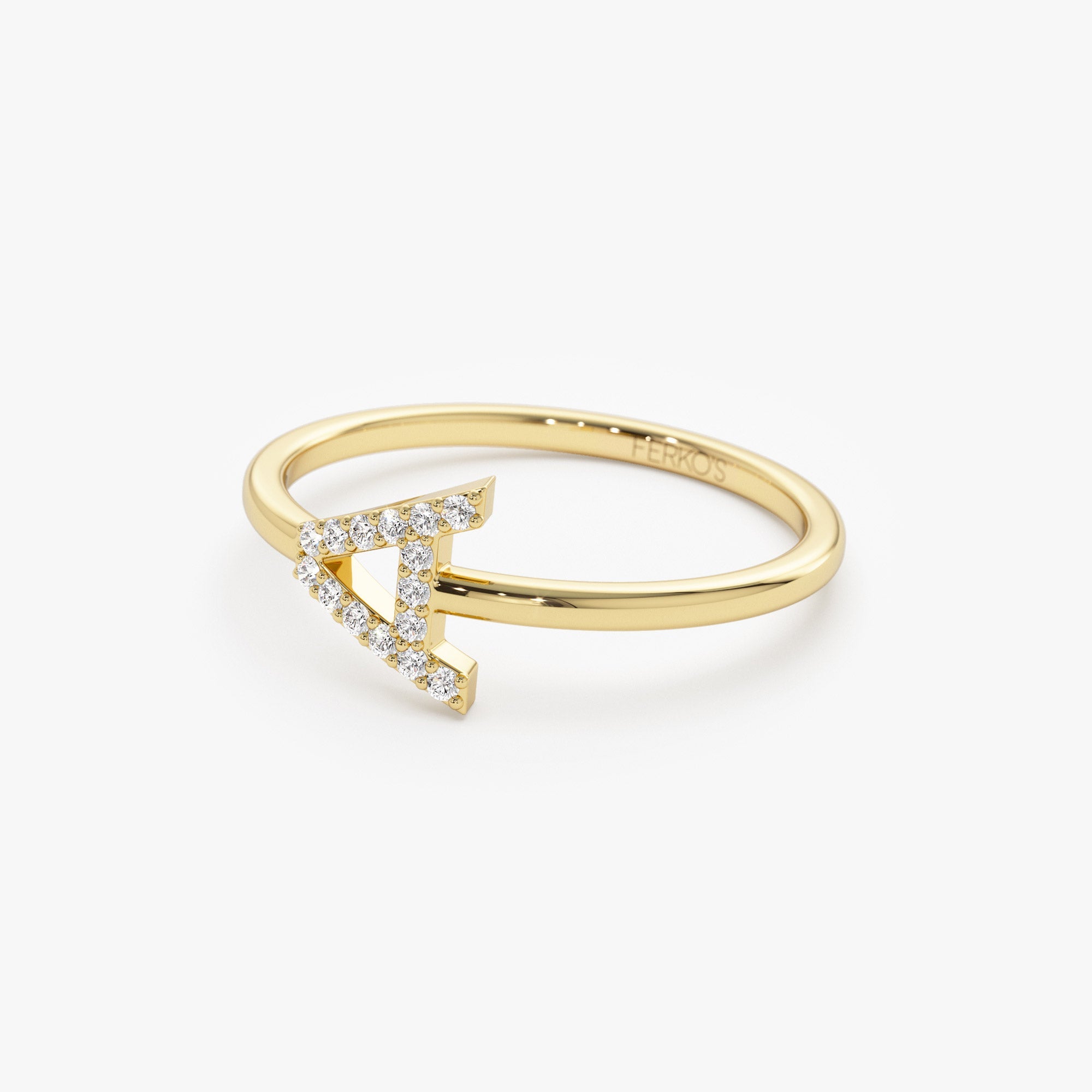 OBFJ1368 - 14k Sideways Diamond Letter Personalized Ring 8