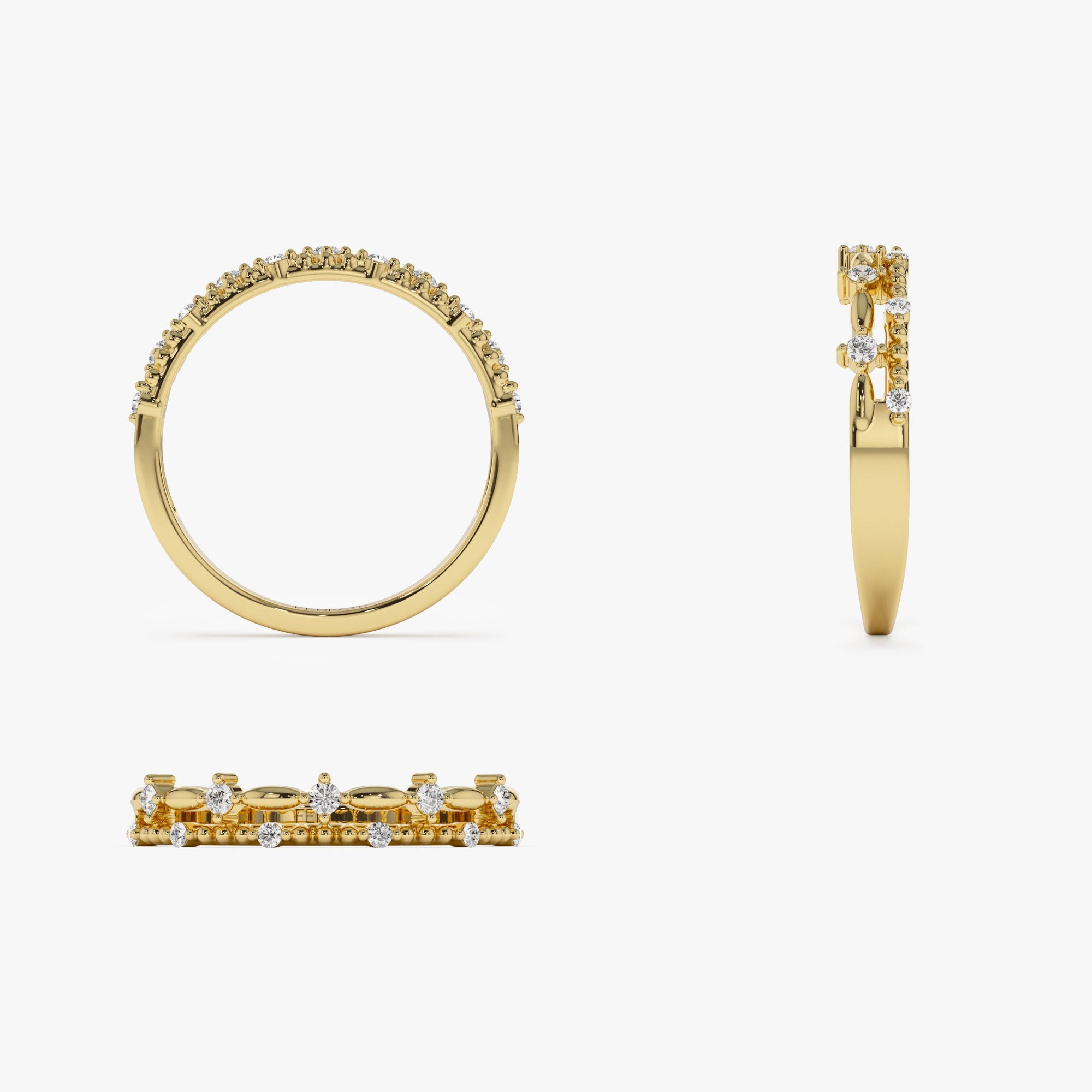OBFJ1267 - 14k Stacked Double Band Diamond Ring 7
