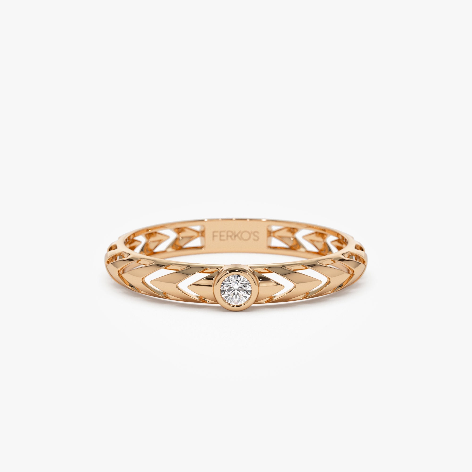 OBFJ1293 - 14k Gold Unique Diamond Modern Ring 4