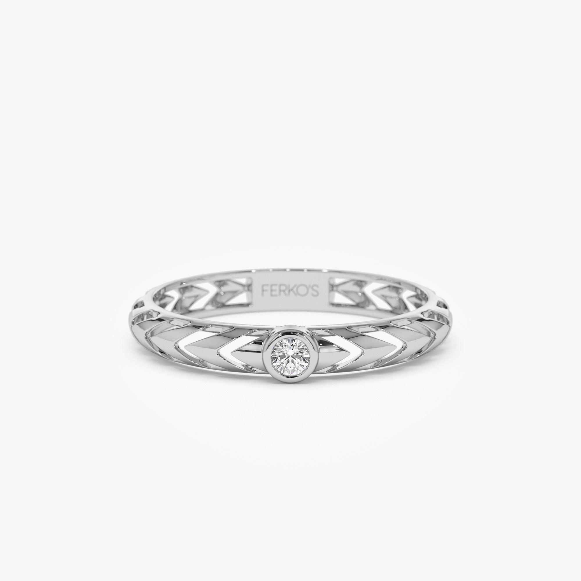 OBFJ1293 - 14k Gold Unique Diamond Modern Ring 5
