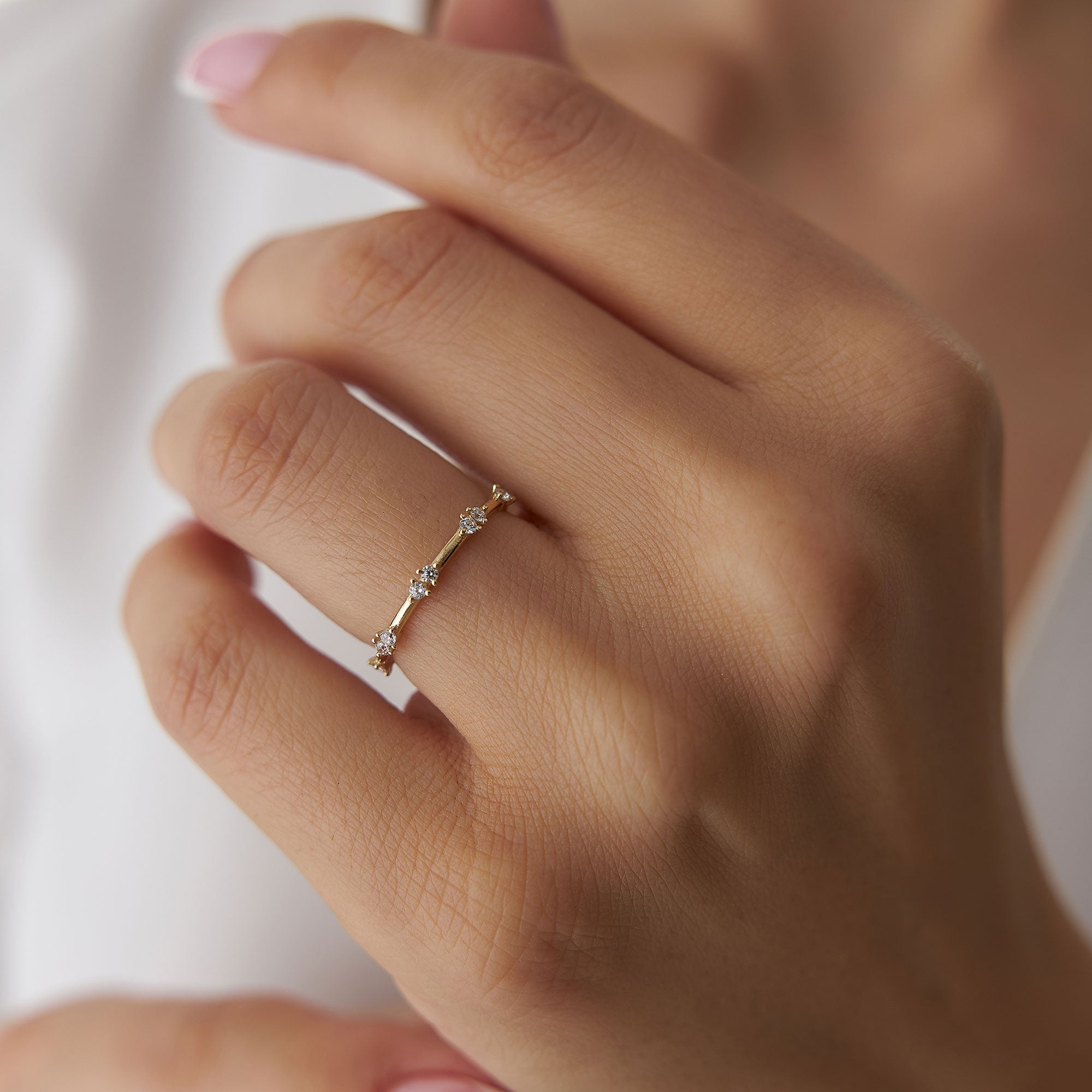 OBFJ1248 - 14k Dainty Stacking Diamond Wedding Band 2