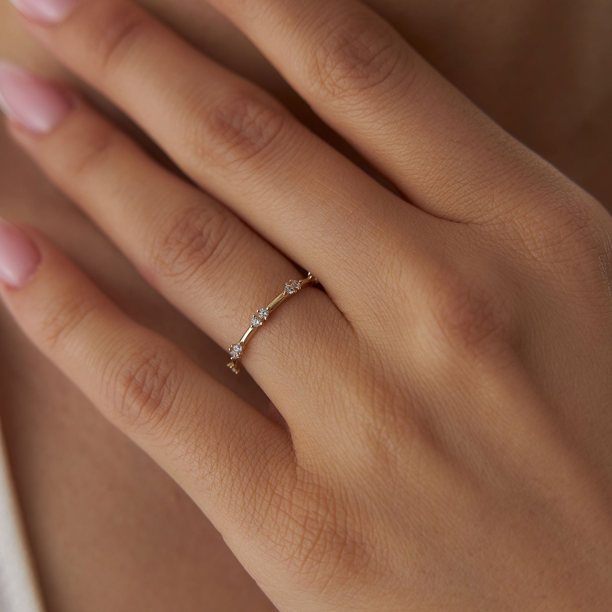 OBFJ1248 - 14k Dainty Stacking Diamond Wedding Band 4