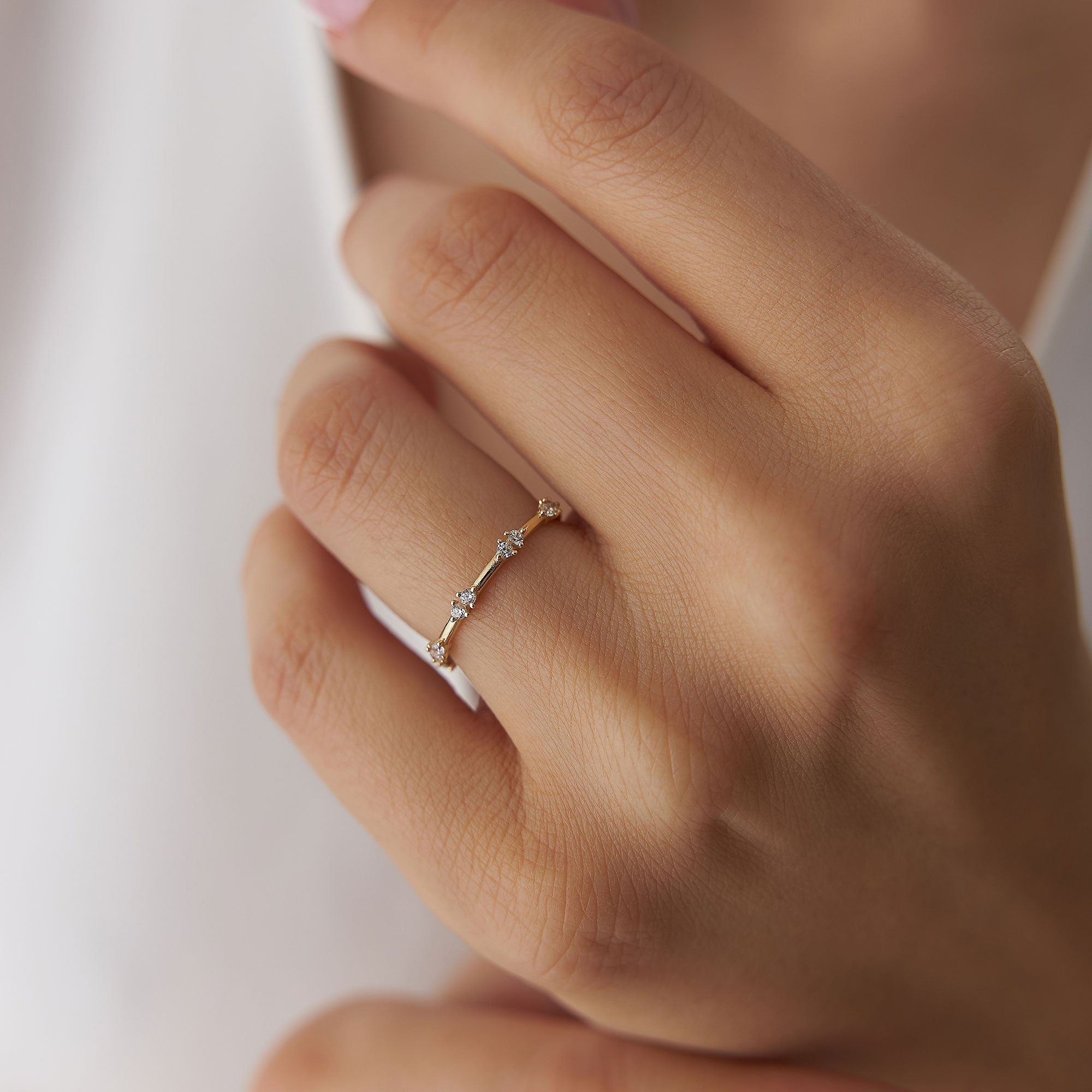 OBFJ1248 - 14k Dainty Stacking Diamond Wedding Band 3