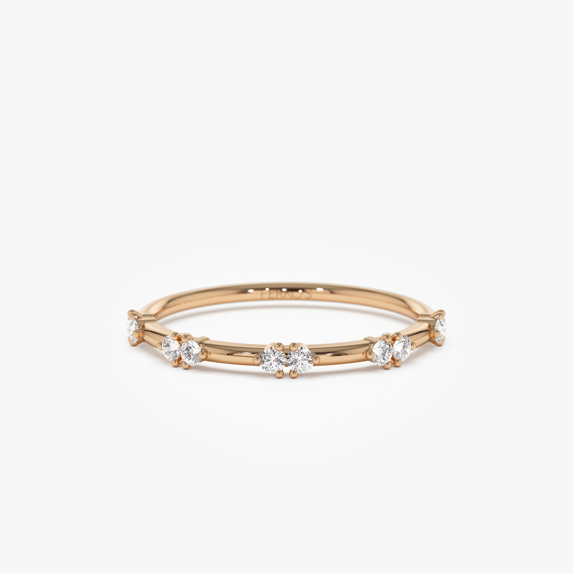OBFJ1248 - 14k Dainty Stacking Diamond Wedding Band 5