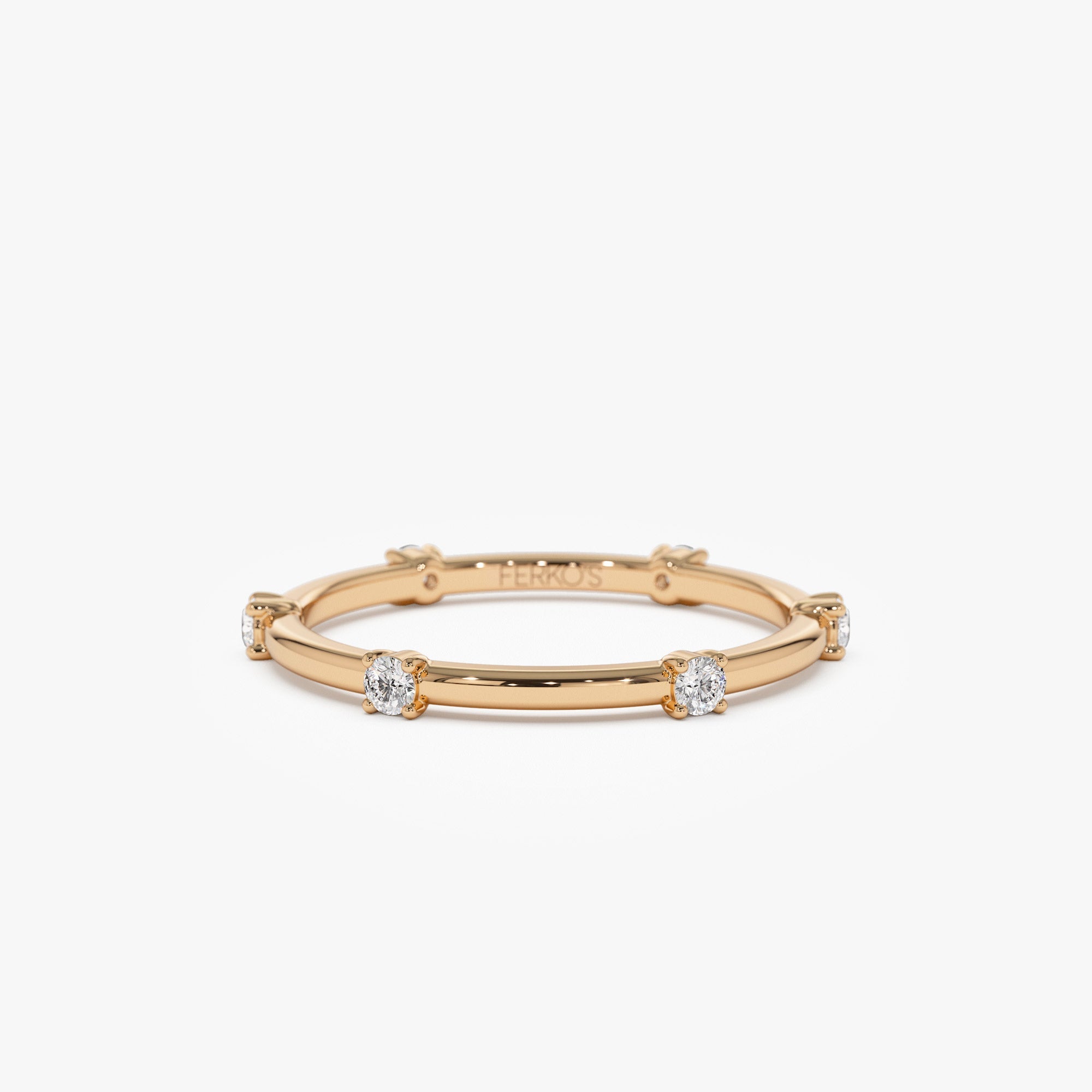 OBFJ1201 - 14k Prong Setting  Full Eternity Dainty Stacking Ring 4