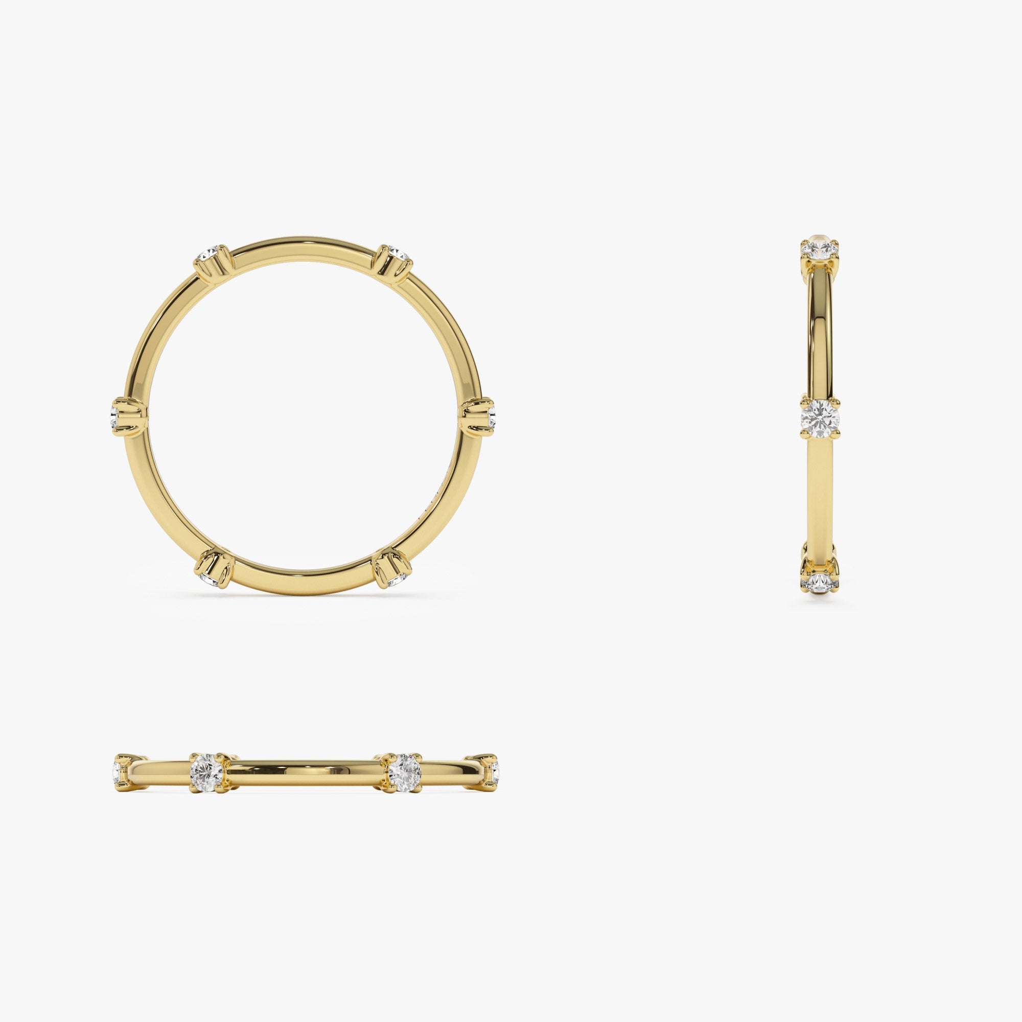 OBFJ1201 - 14k Prong Setting  Full Eternity Dainty Stacking Ring 7