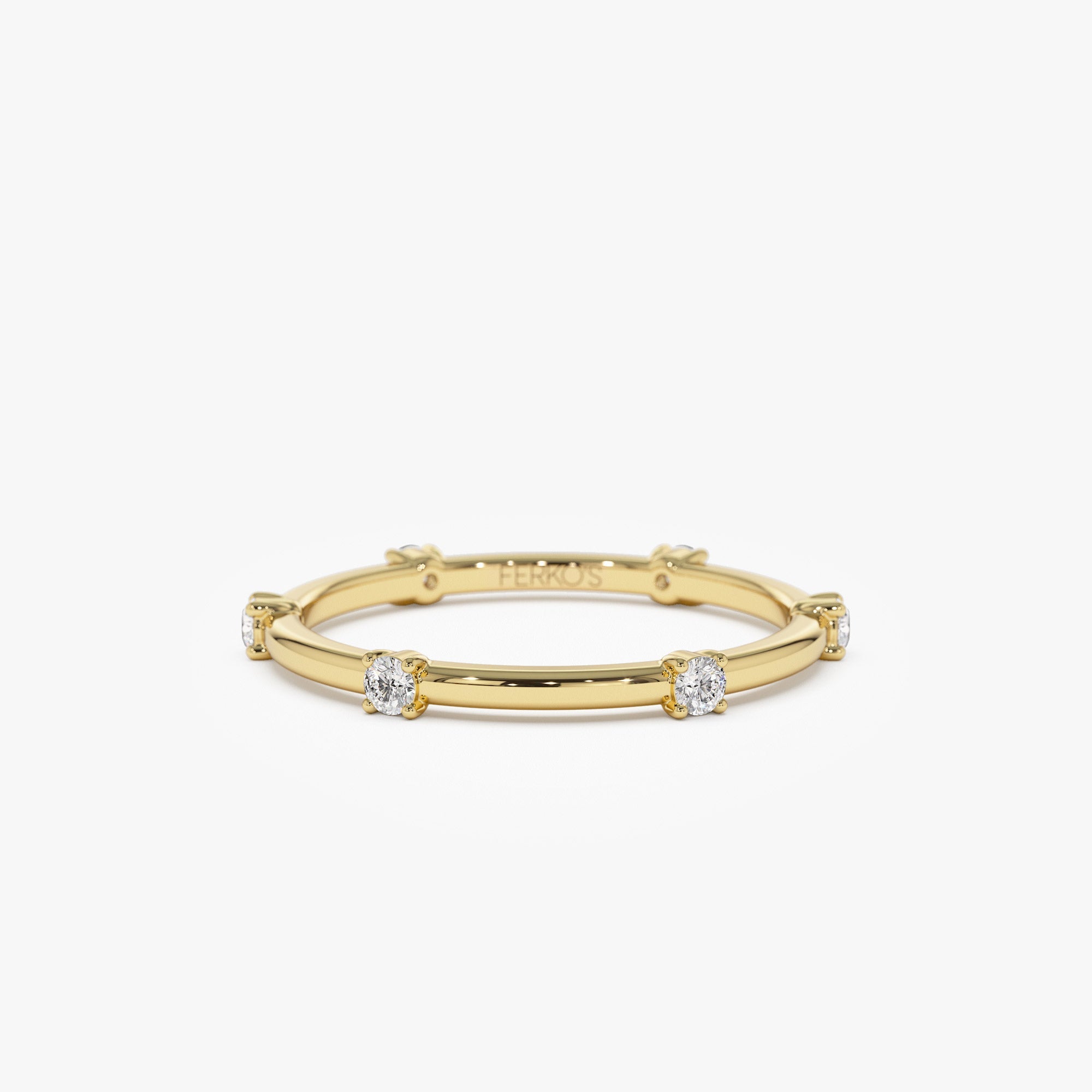 OBFJ1201 - 14k Prong Setting  Full Eternity Dainty Stacking Ring 1