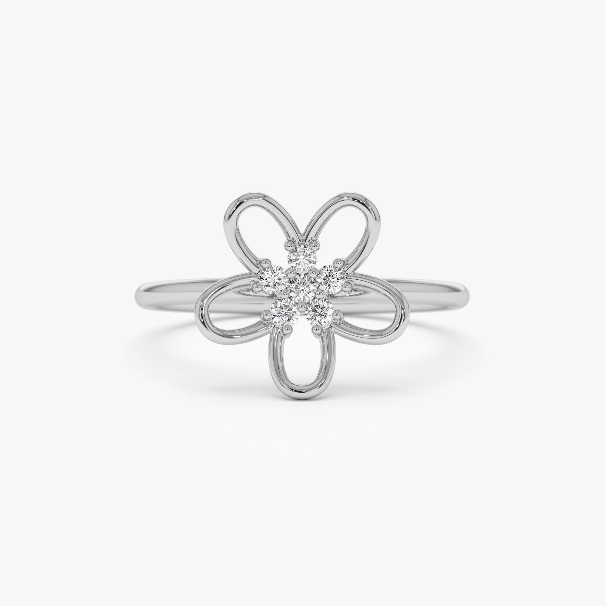 OBFJ1245 - 14k Diamond Flower Ring 6