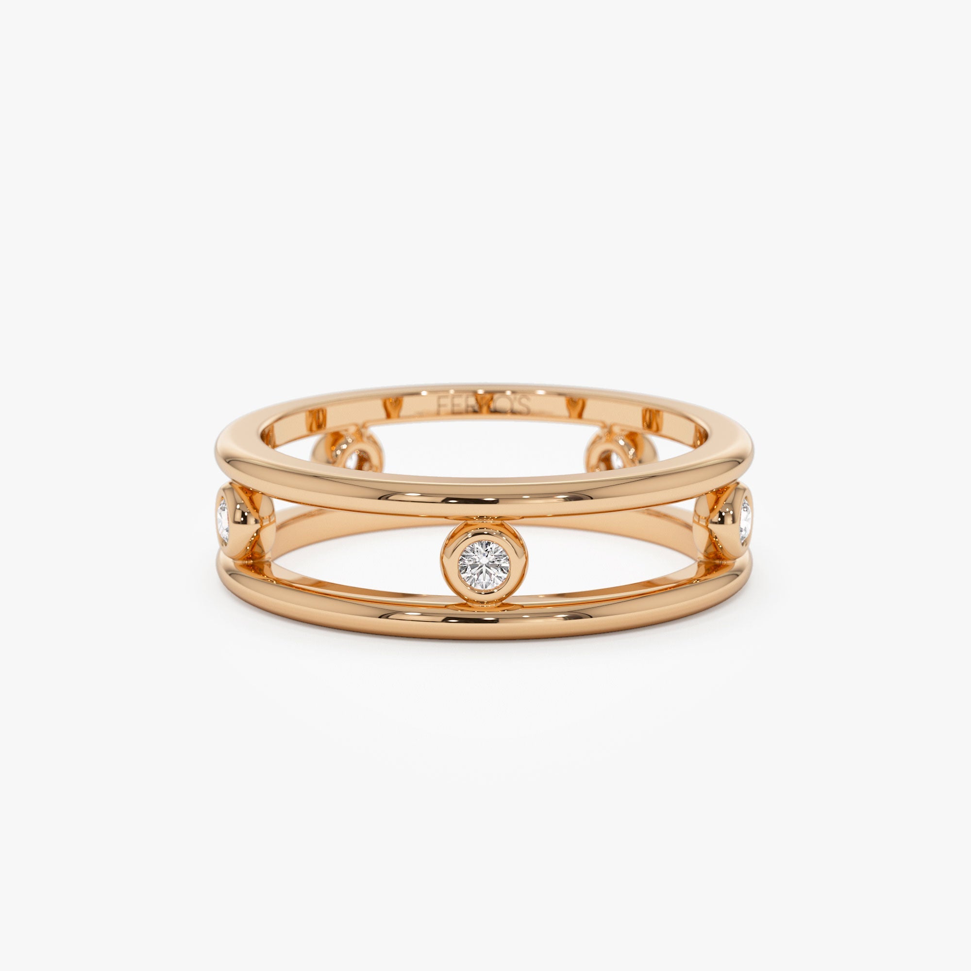 OBFJ1244 - 14k Natural Diamond Bezel Setting  Double Band Ring 5