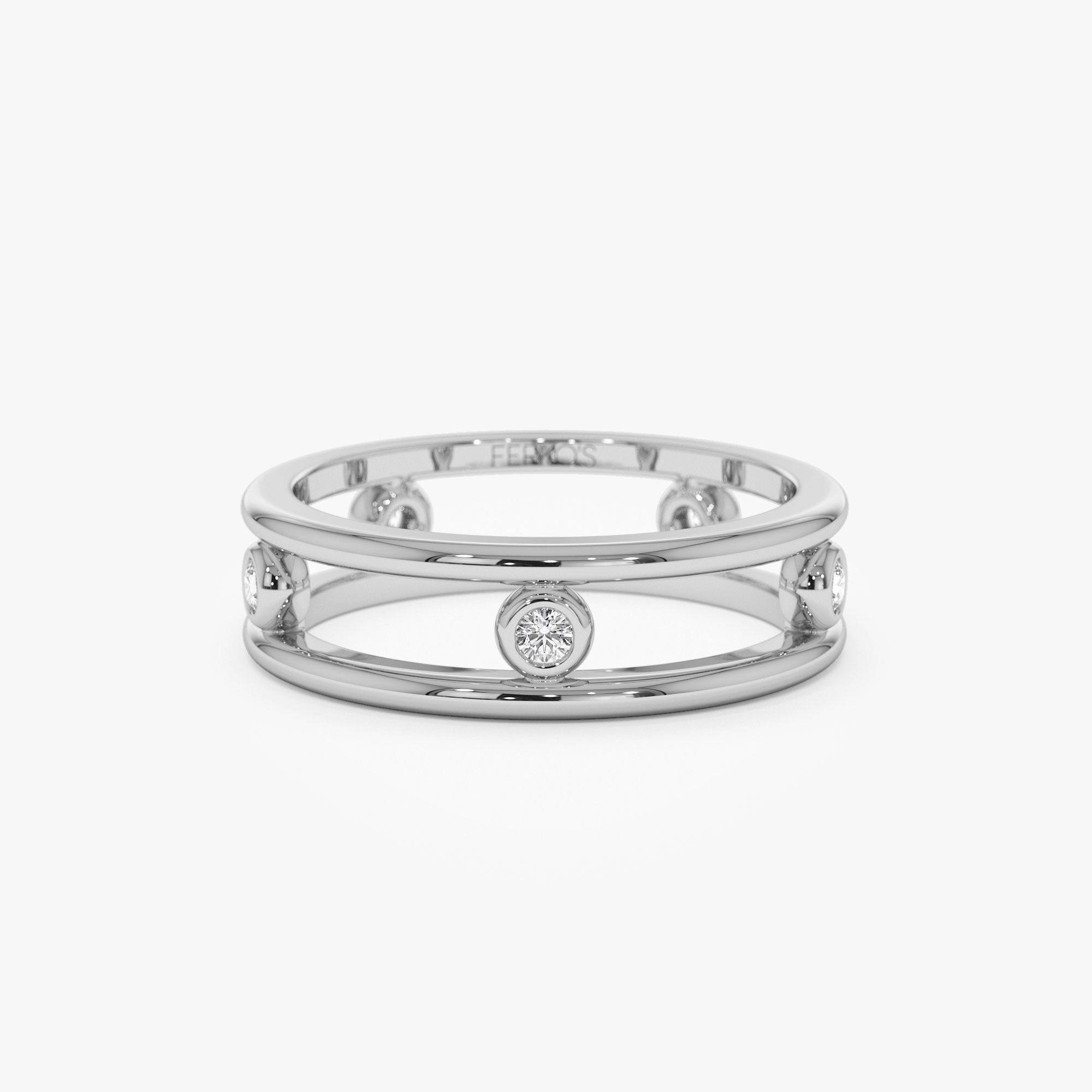 OBFJ1244 - 14k Natural Diamond Bezel Setting  Double Band Ring 6