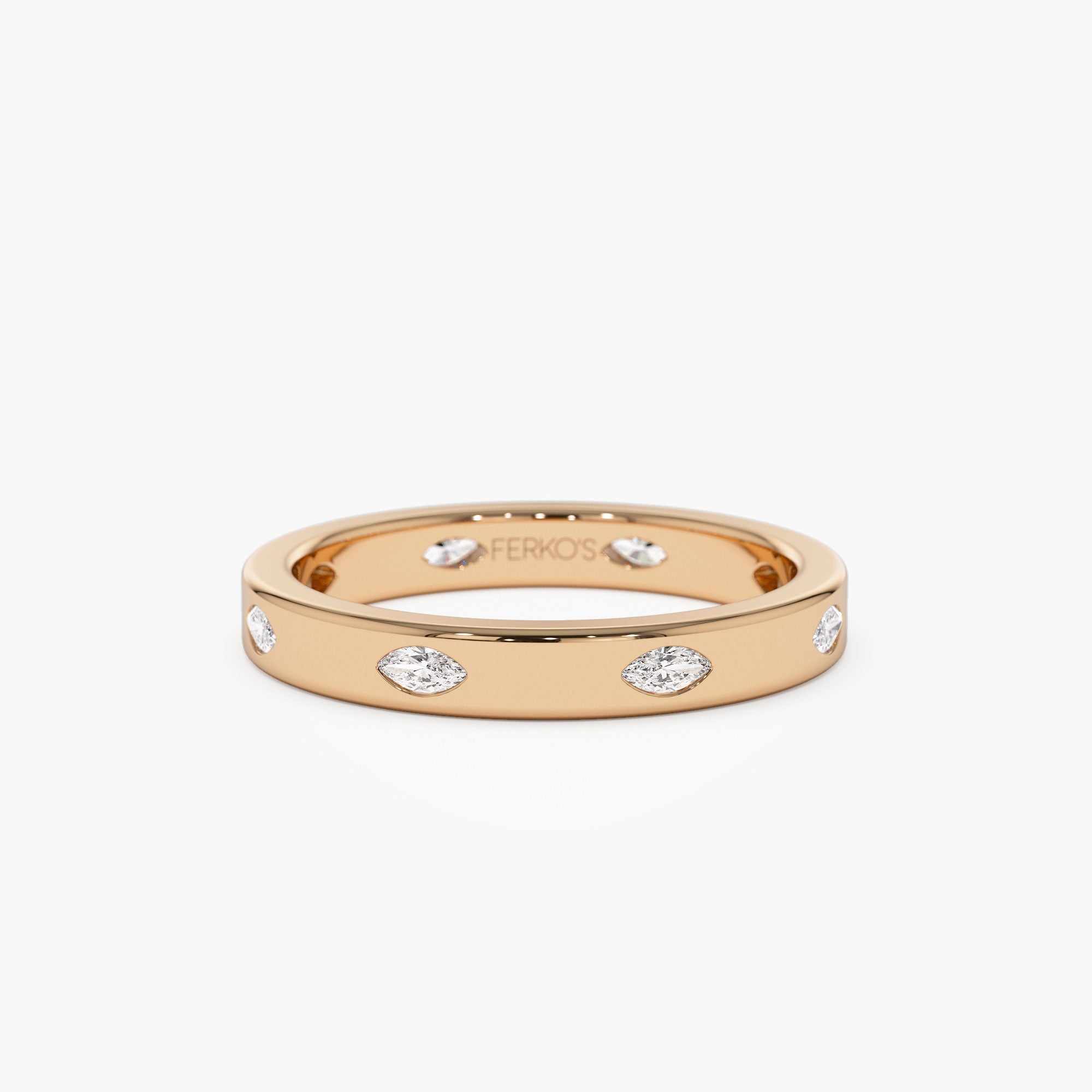 OBFJ1307 - 14k Marquise Shaped Full Eternity Flush Setting Diamond Band 6