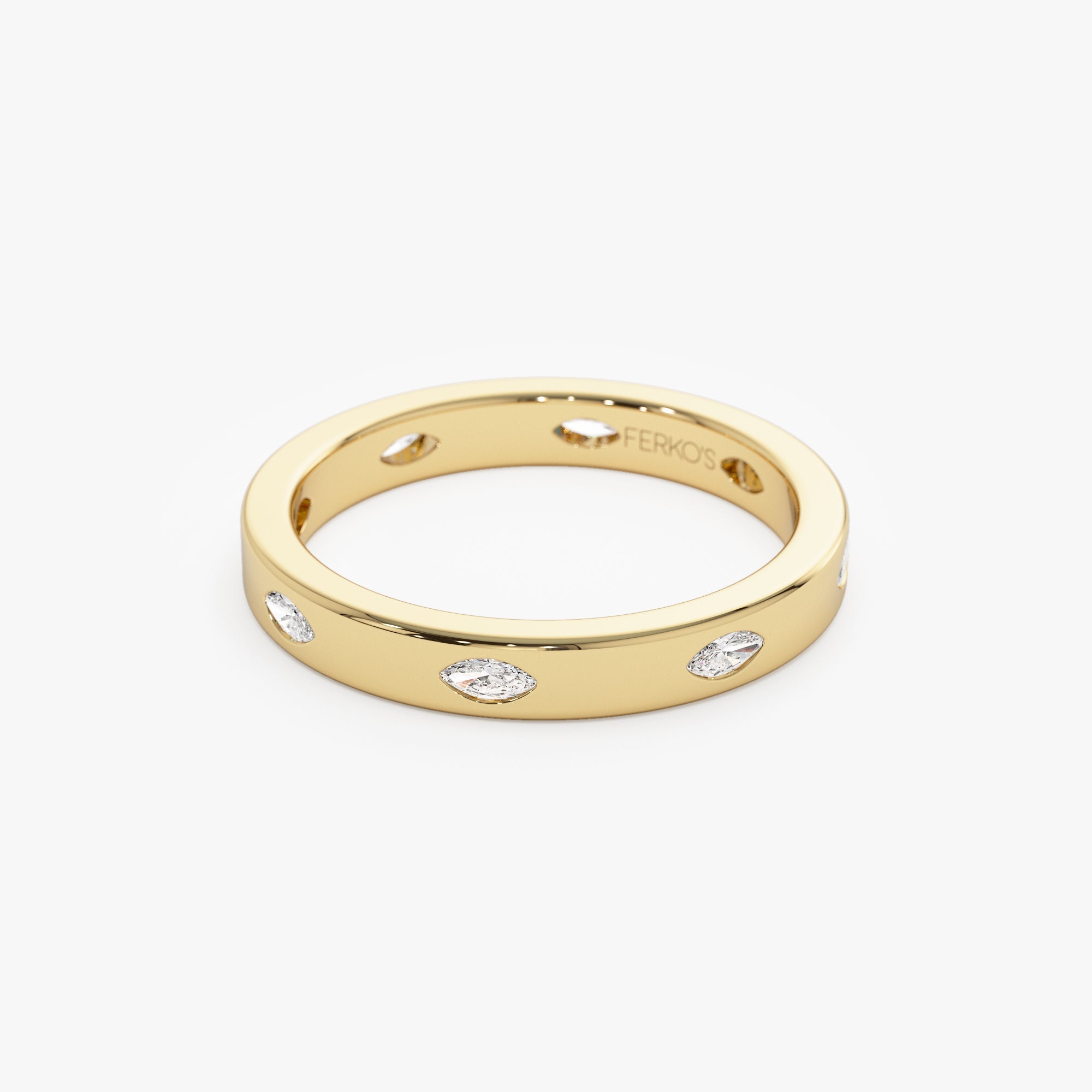 OBFJ1307 - 14k Marquise Shaped Full Eternity Flush Setting Diamond Band 5